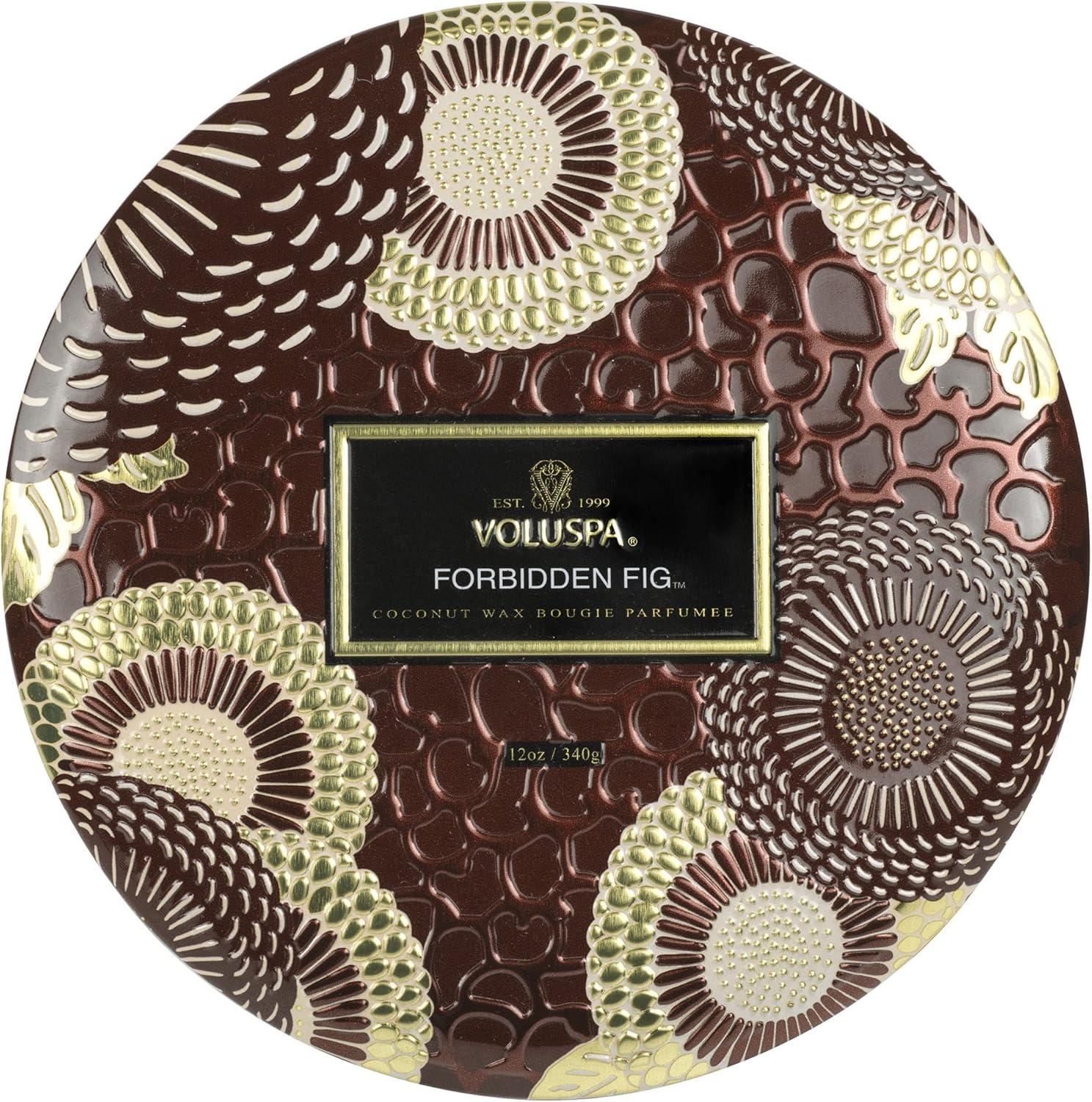 Voluspa 271576 12 oz 3 Wick Decorative Tin Candle - Forbidden Fig