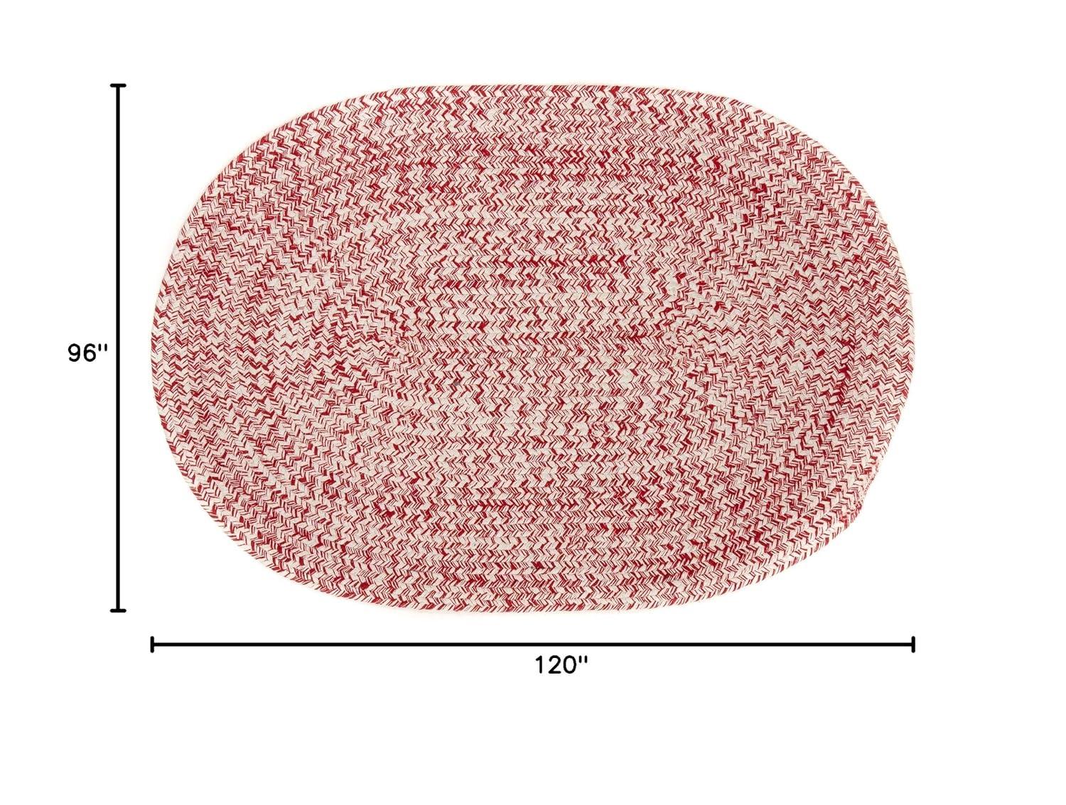 Leslie Country Red & White Area Rug Oval 8' x 10' Oval