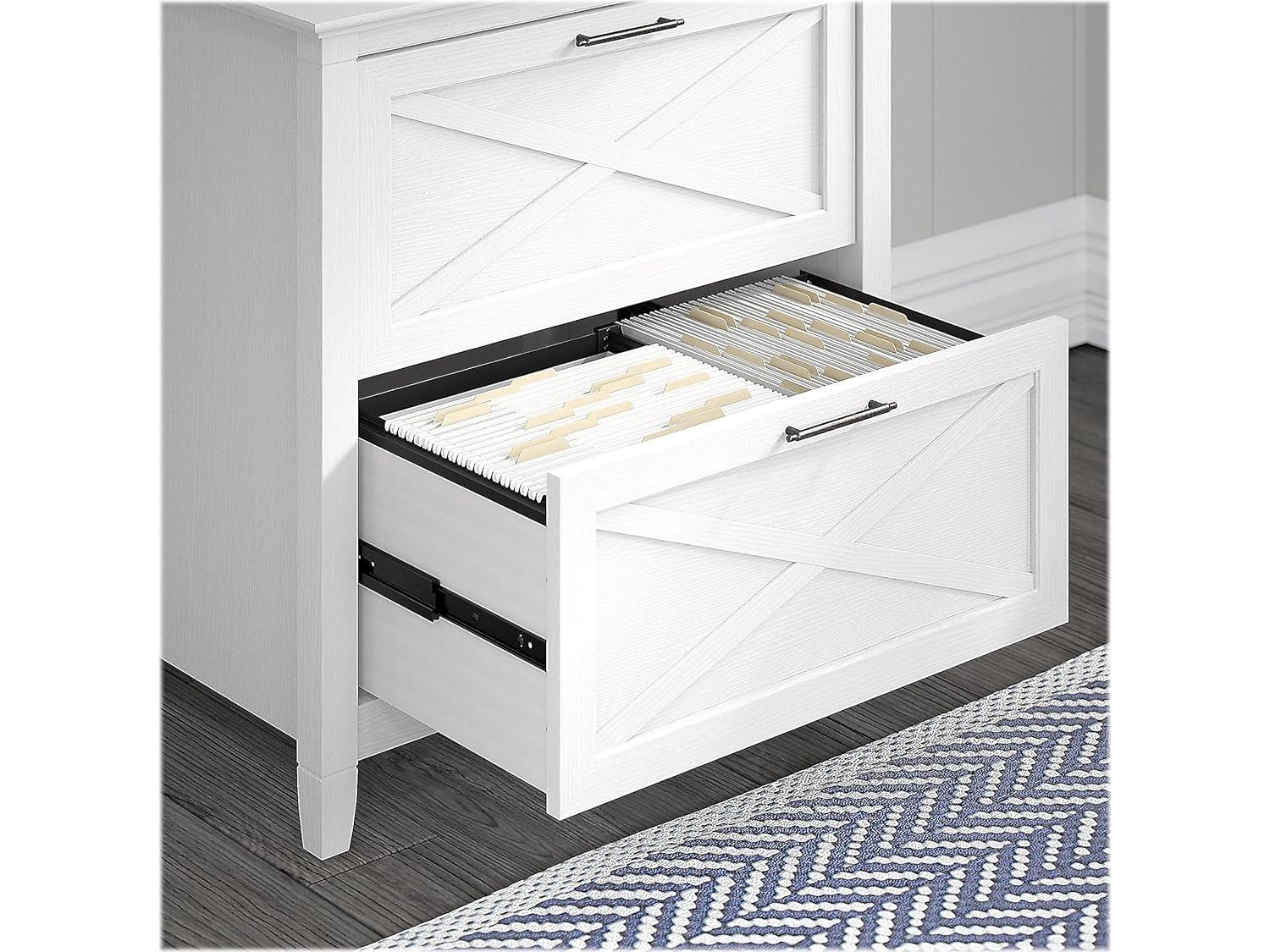 Casual Farmhouse 60W L-Shaped Desk Set in Pure White Oak