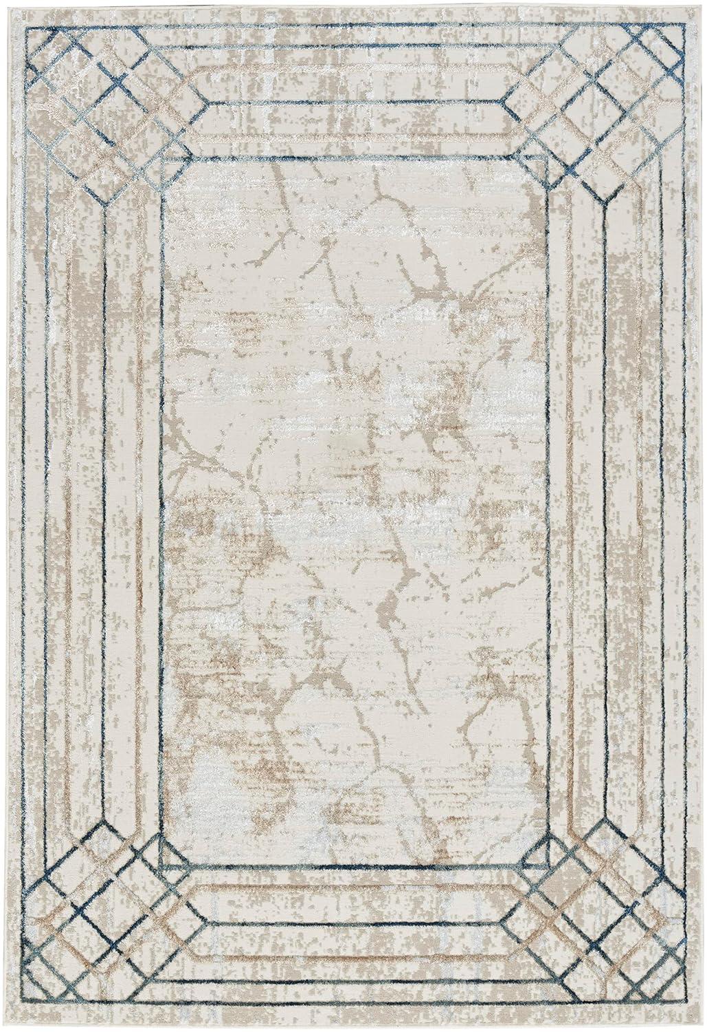 Nourison Glam 5'3" x 7'3" Ivory/Taupe Mid-Century Modern Indoor Rug