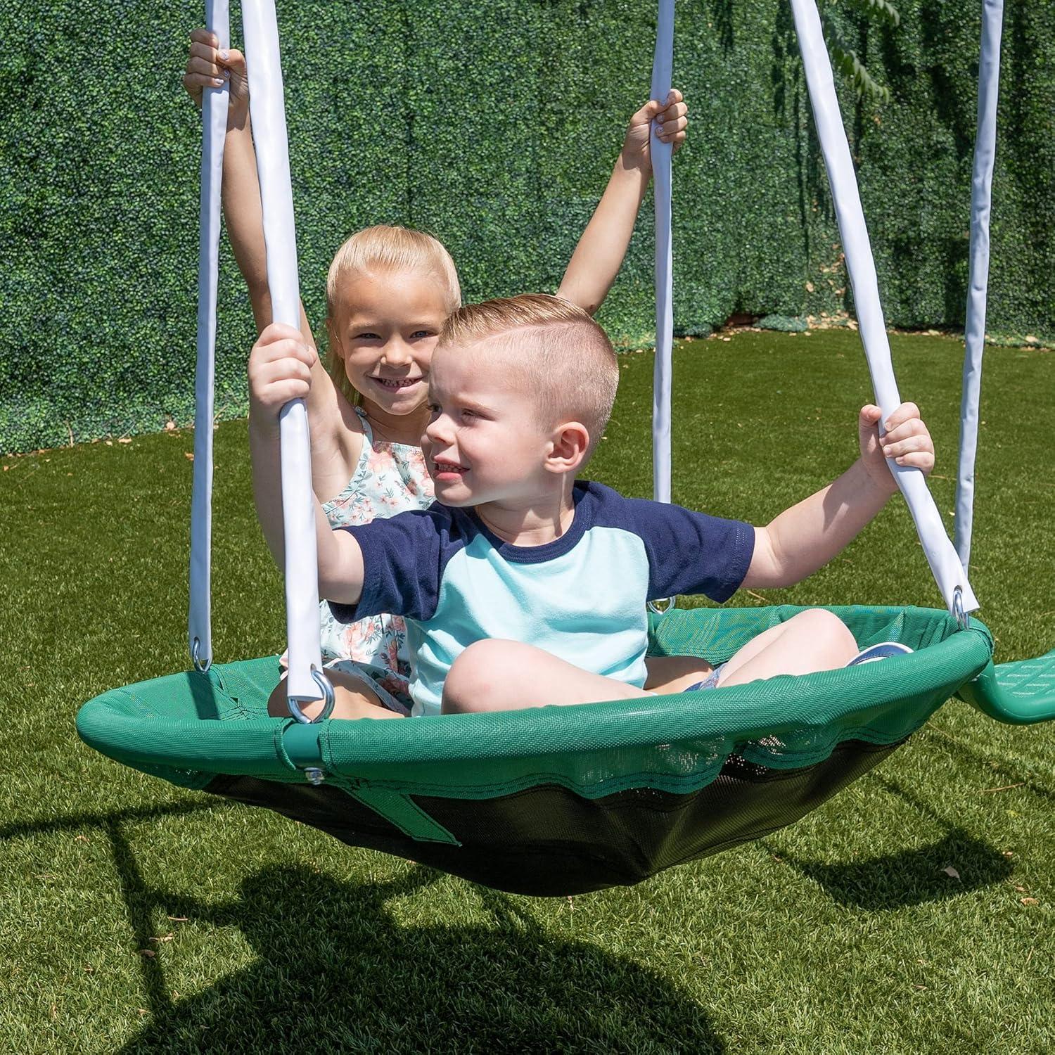 The Swing Company Northridge Metal Swing Set with Saucer Swing and 5' Slide