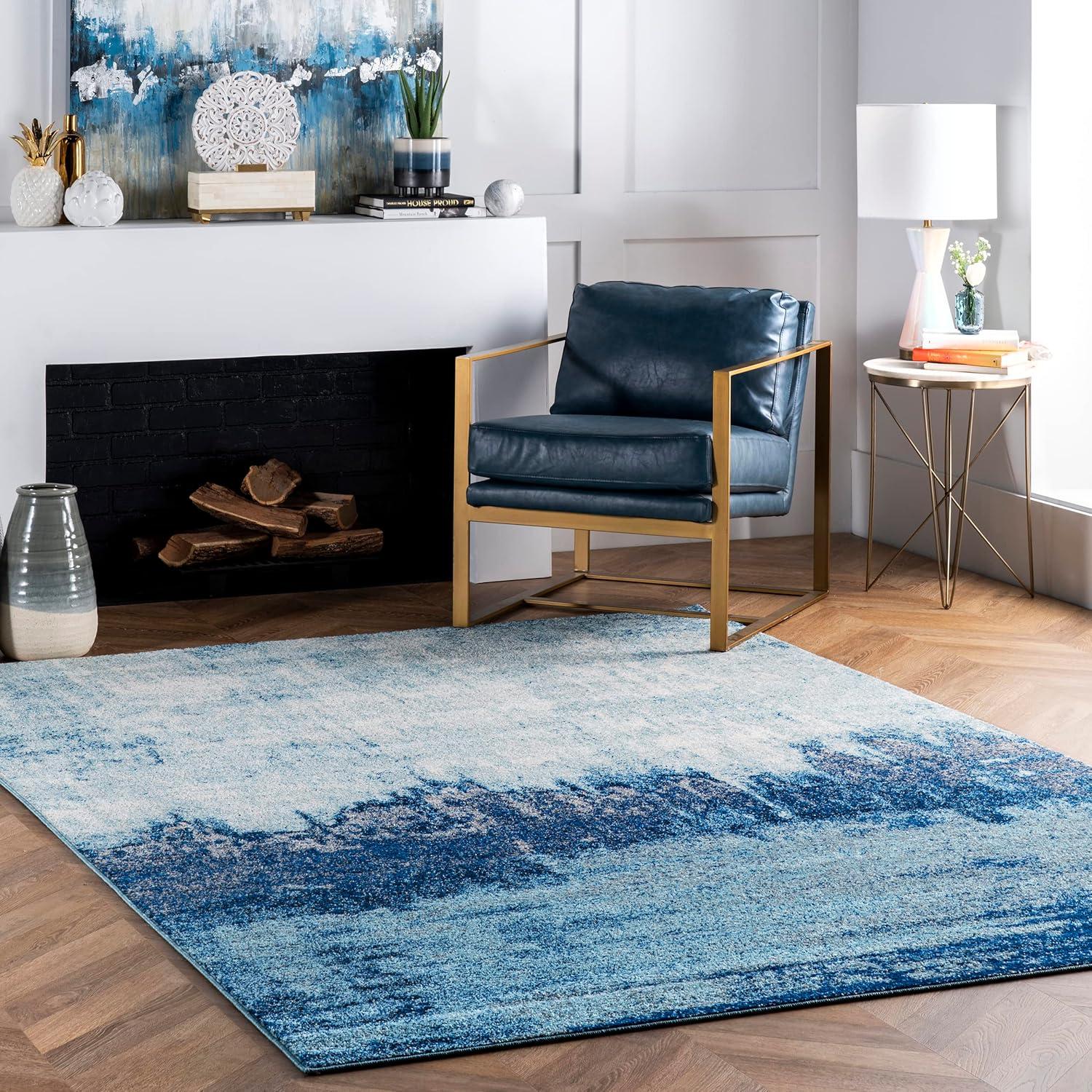 Nuloom Alayna Abstract 2x3 Accent Indoor Area Rug for Living Room Bedroom Dining Room Entryway Kitchen, Blue/Ivory