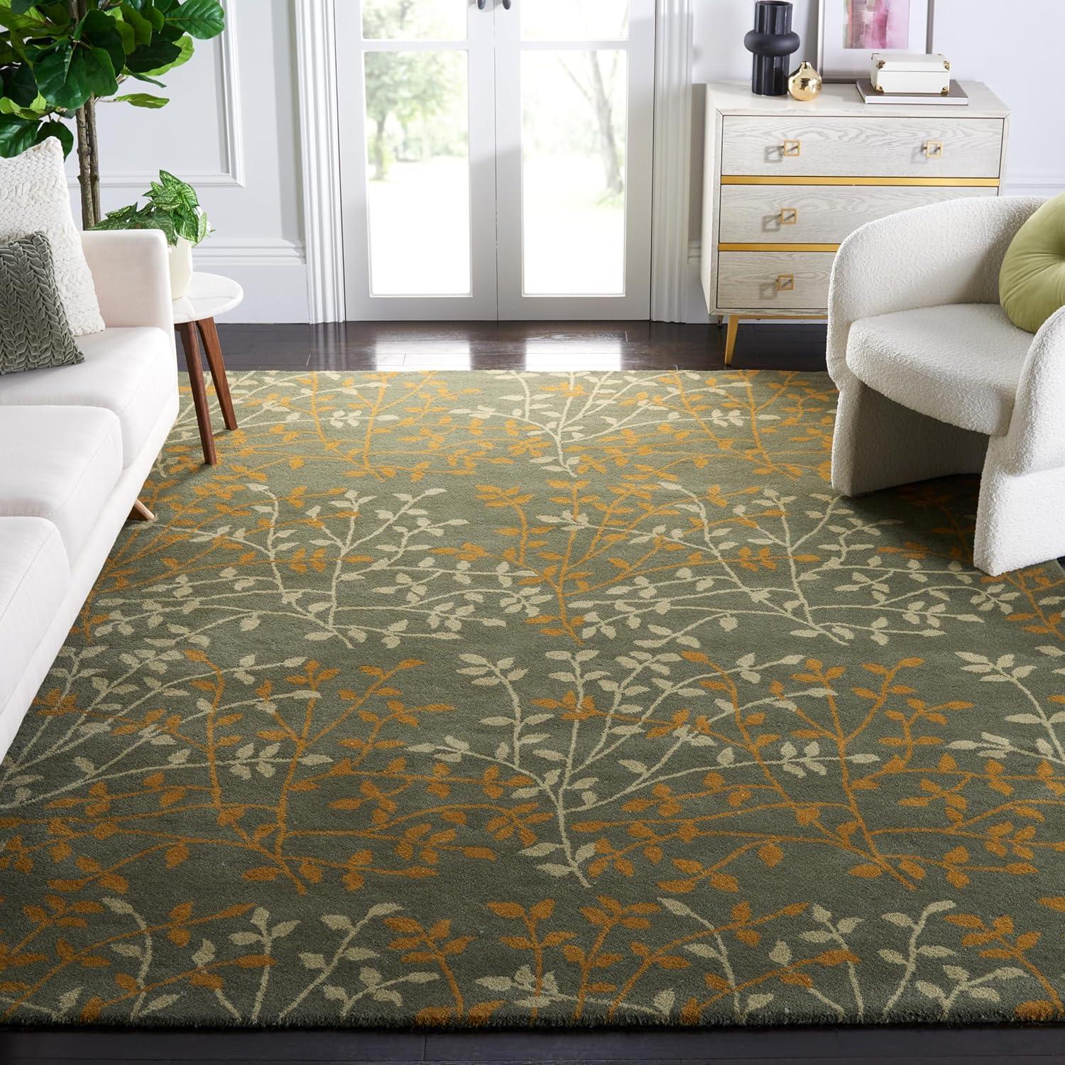 Gray and Gold Tufted Wool and Viscose Area Rug