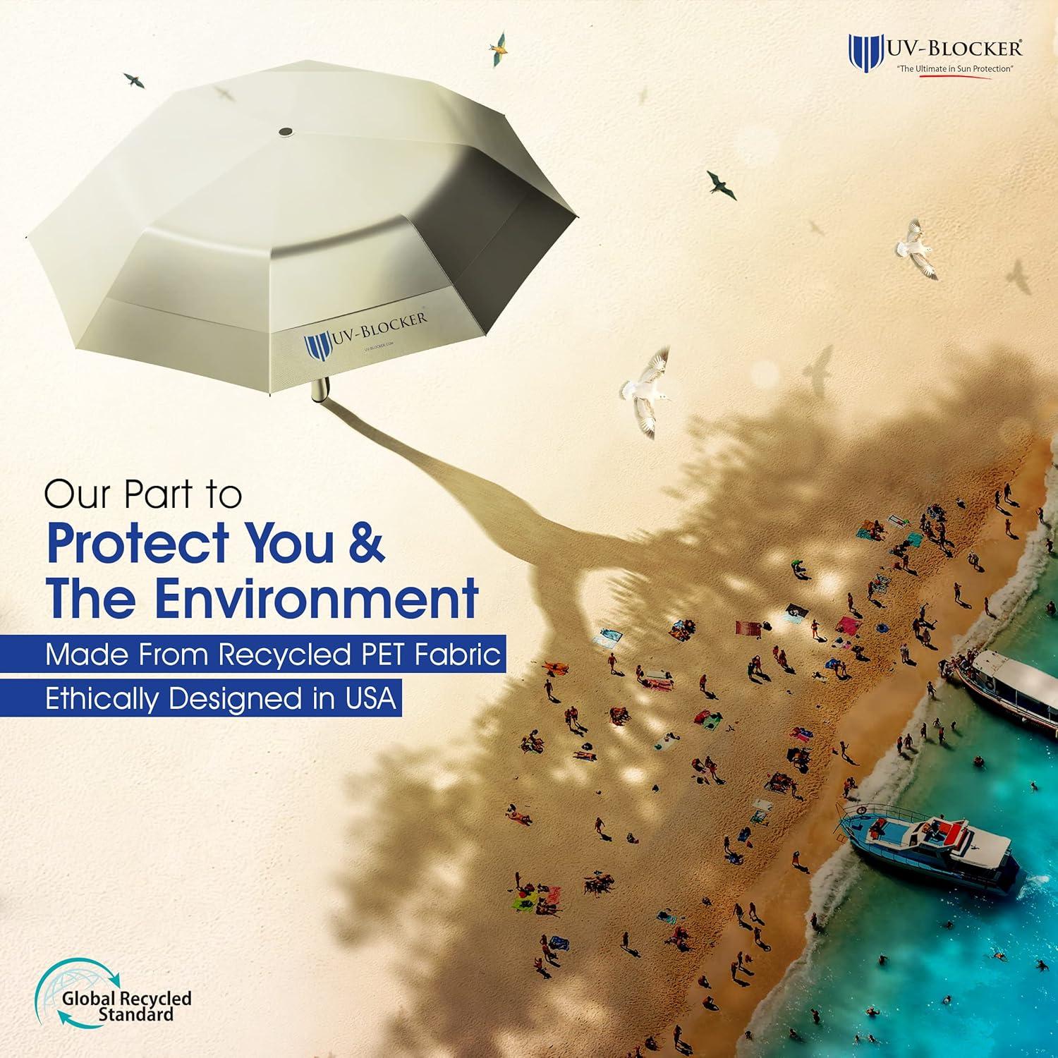 UV Blocker Sun Umbrella Large Wind Resistant Umbrella Auto Open UPF 55+ Sun Protection 58 inch