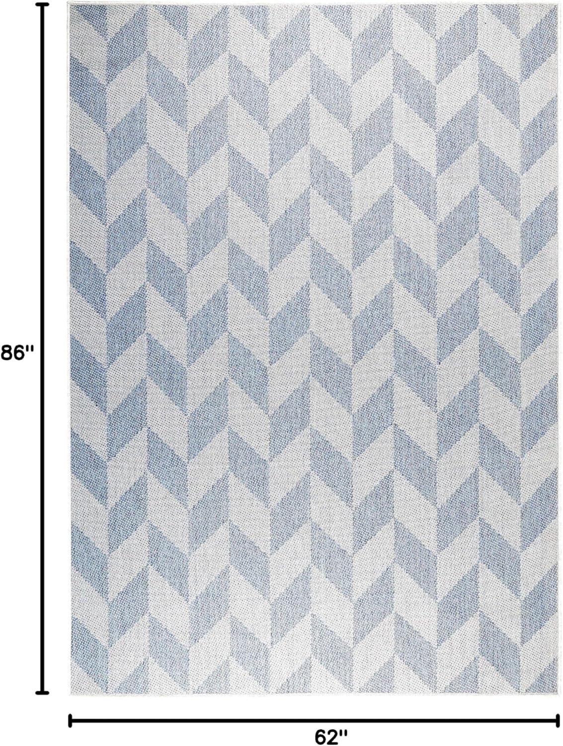 Nicole Miller New York Patio Country Calla Herringbone Indoor/Outdoor Area Rug, Blue/Grey