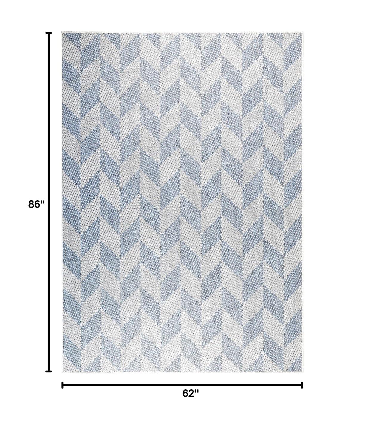 Nicole Miller New York Patio Country Calla Herringbone Indoor/Outdoor Area Rug, Blue/Grey