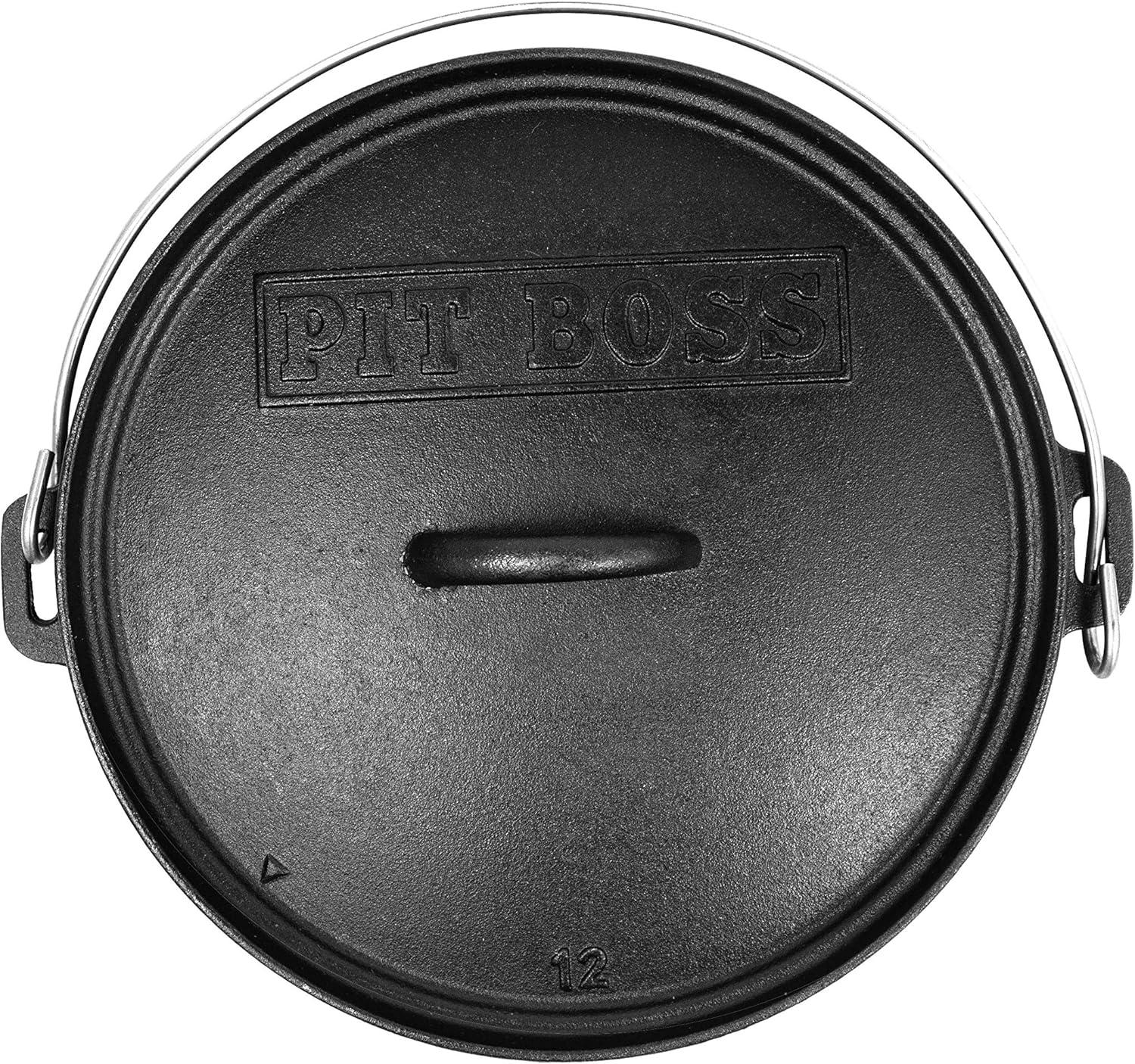 14" Black Cast Iron Non-Stick Dutch Oven with Lid