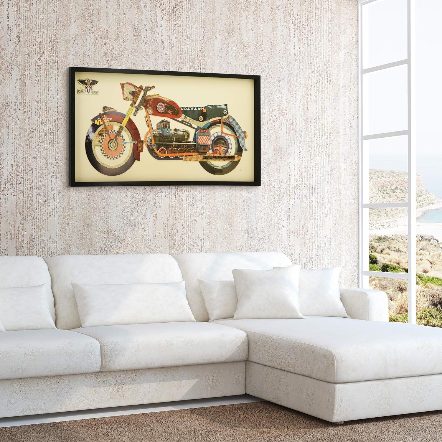 "Holy Furious Motorbike" Dimensional Collage Framed Graphic Art Under Glass Wall Art