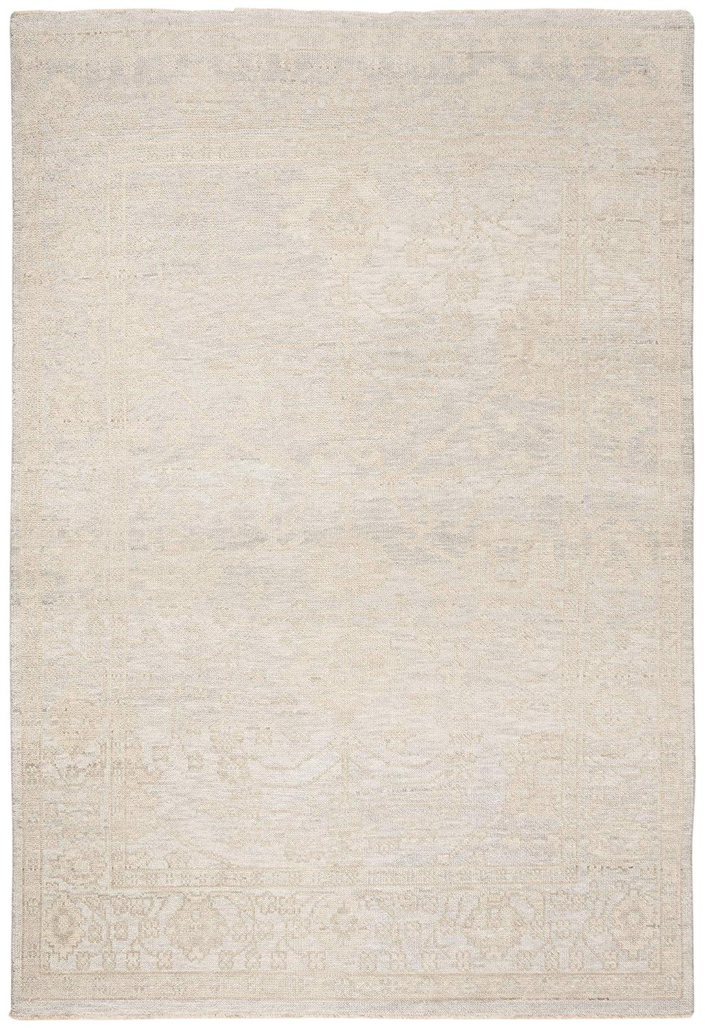 Light Blue and Ivory Hand-Knotted Wool Floral 9' x 12' Area Rug