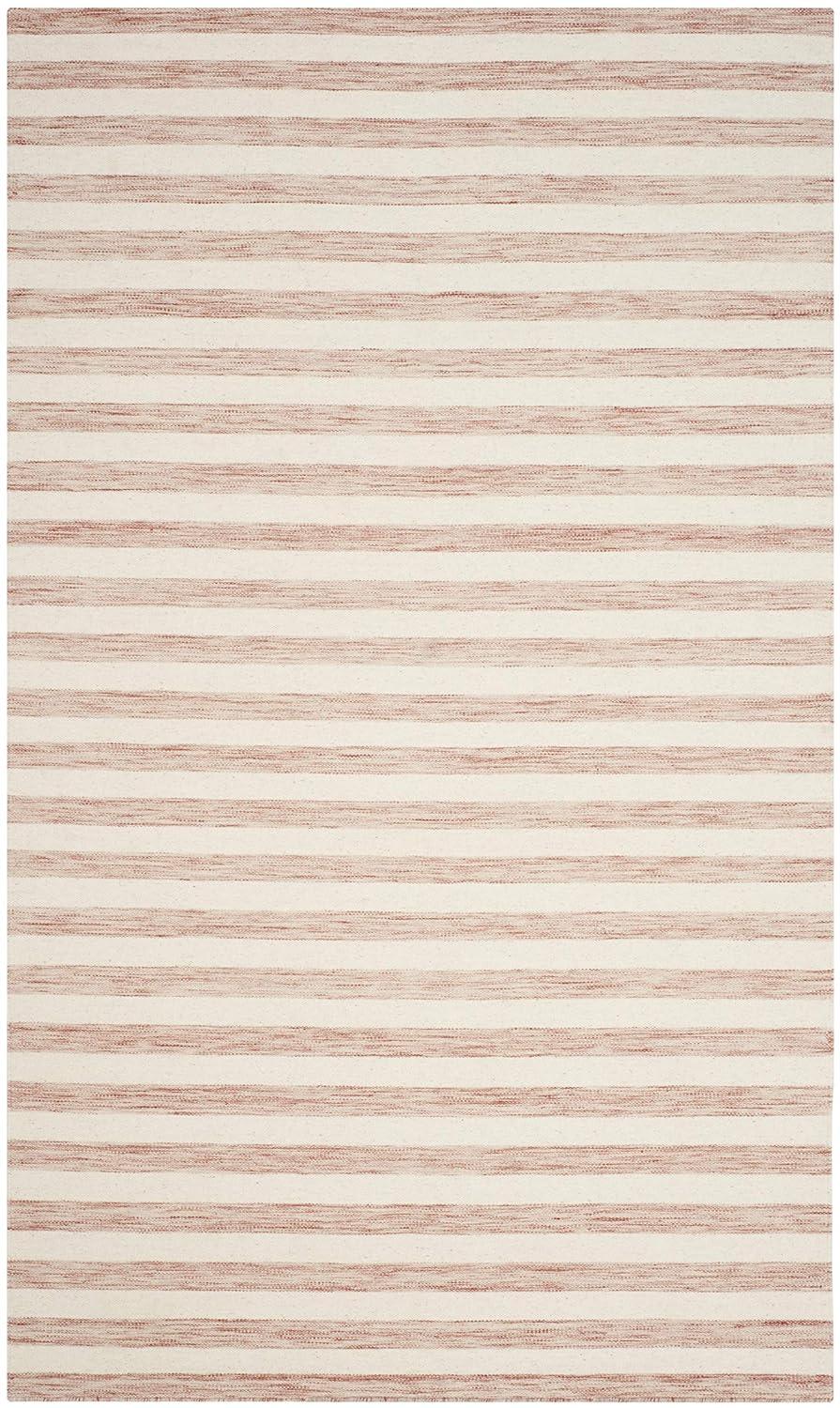 Dhurries DHU575 Hand Woven Area Rug - Rust/Ivory - 4'x6' - Safavieh.
