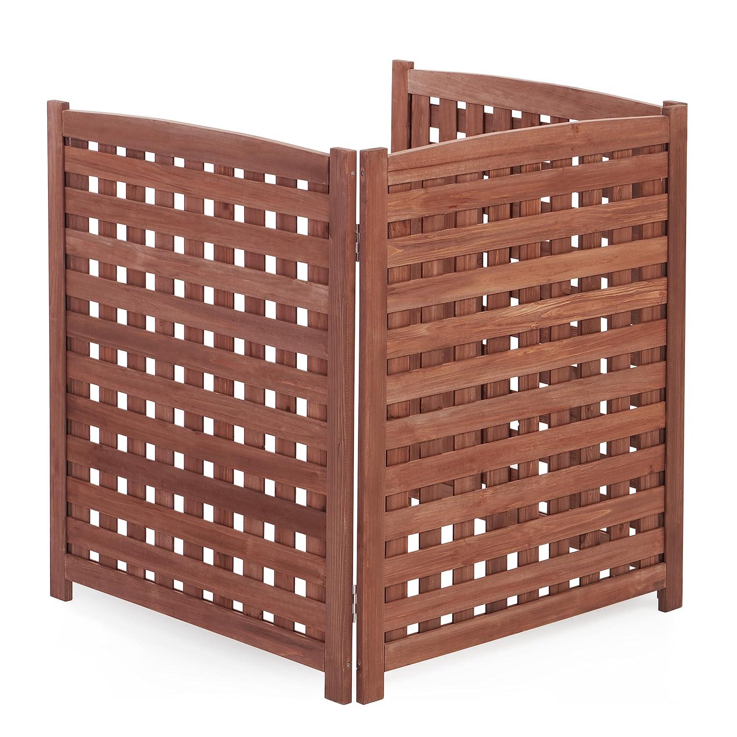 3-Panel Outdoor Air Conditioner Fence Screen, Outside Wood Privacy Fence, 32" W x 38" H