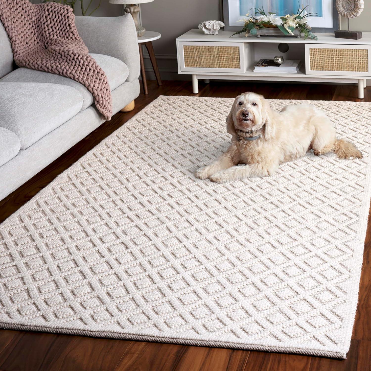 Vermont VRM304 Hand Woven Indoor Area Rug - Ivory - 4'x6' - Safavieh