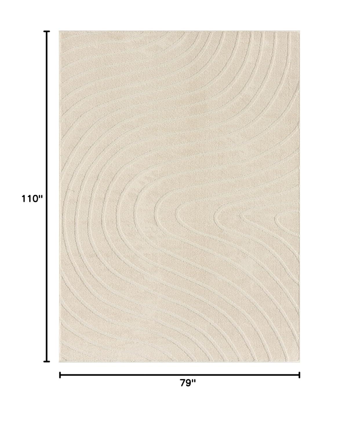 Luxe Weavers Modern Geometric Wave Cream 6x9 Area Rug