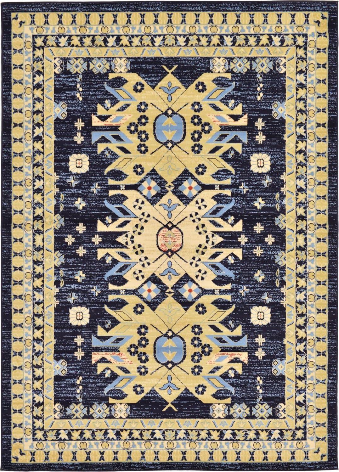 Unique Loom 7' 1 x 10' 0 Navy Blue Taftan Oasis Area Rug