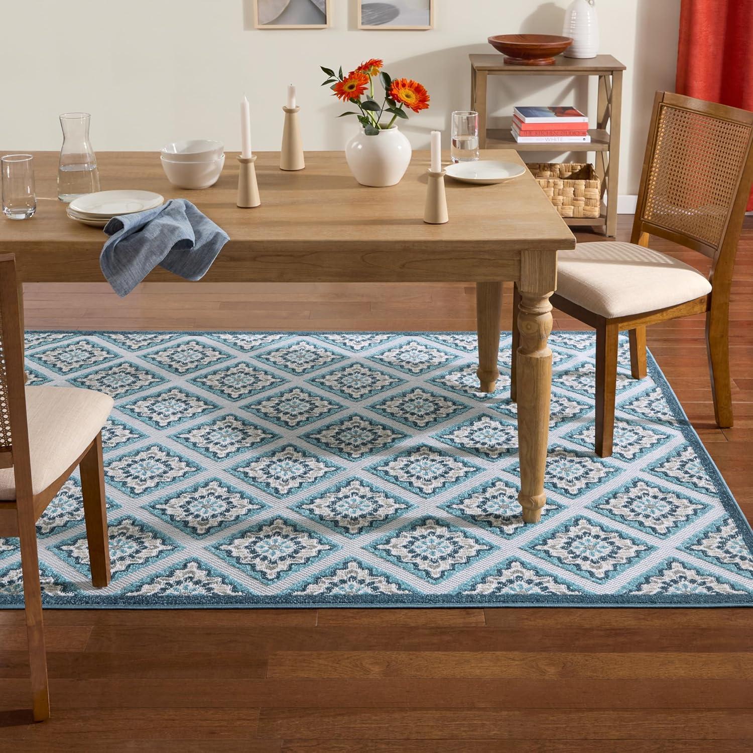 TOWN & COUNTRY EVERYDAY Brooks Retro Geo Outdoor Rug Blue Multi