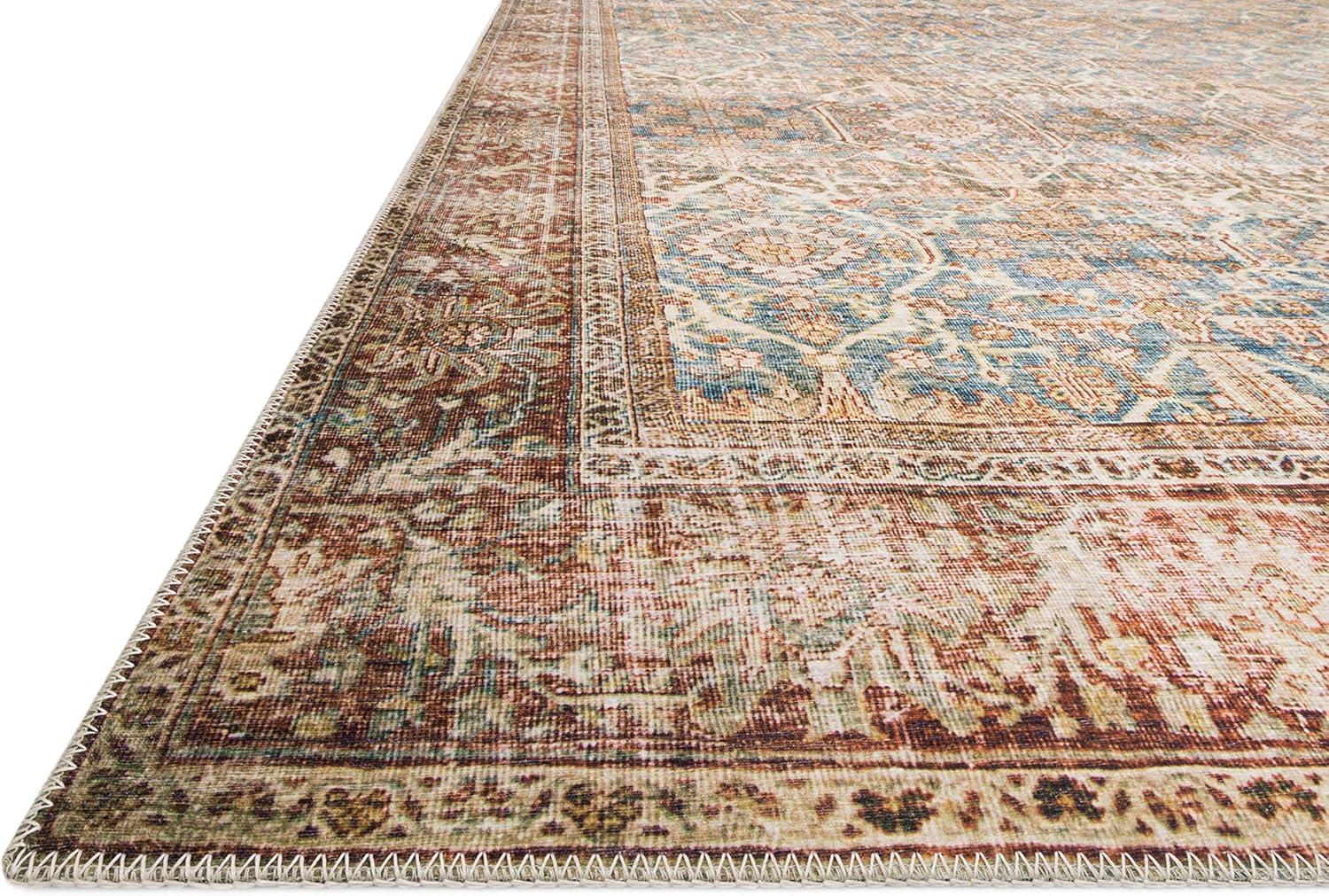 Layla Ocean and Rust Reversible Synthetic Rug 2' x 5'