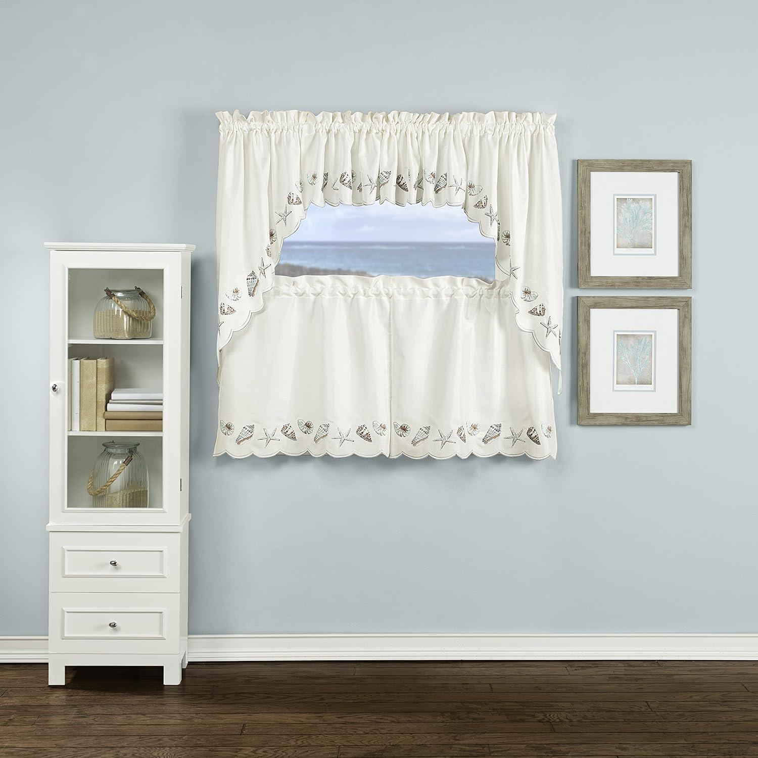 BELLE MAISON SEASHELLS EMBROIDERED VALANCE