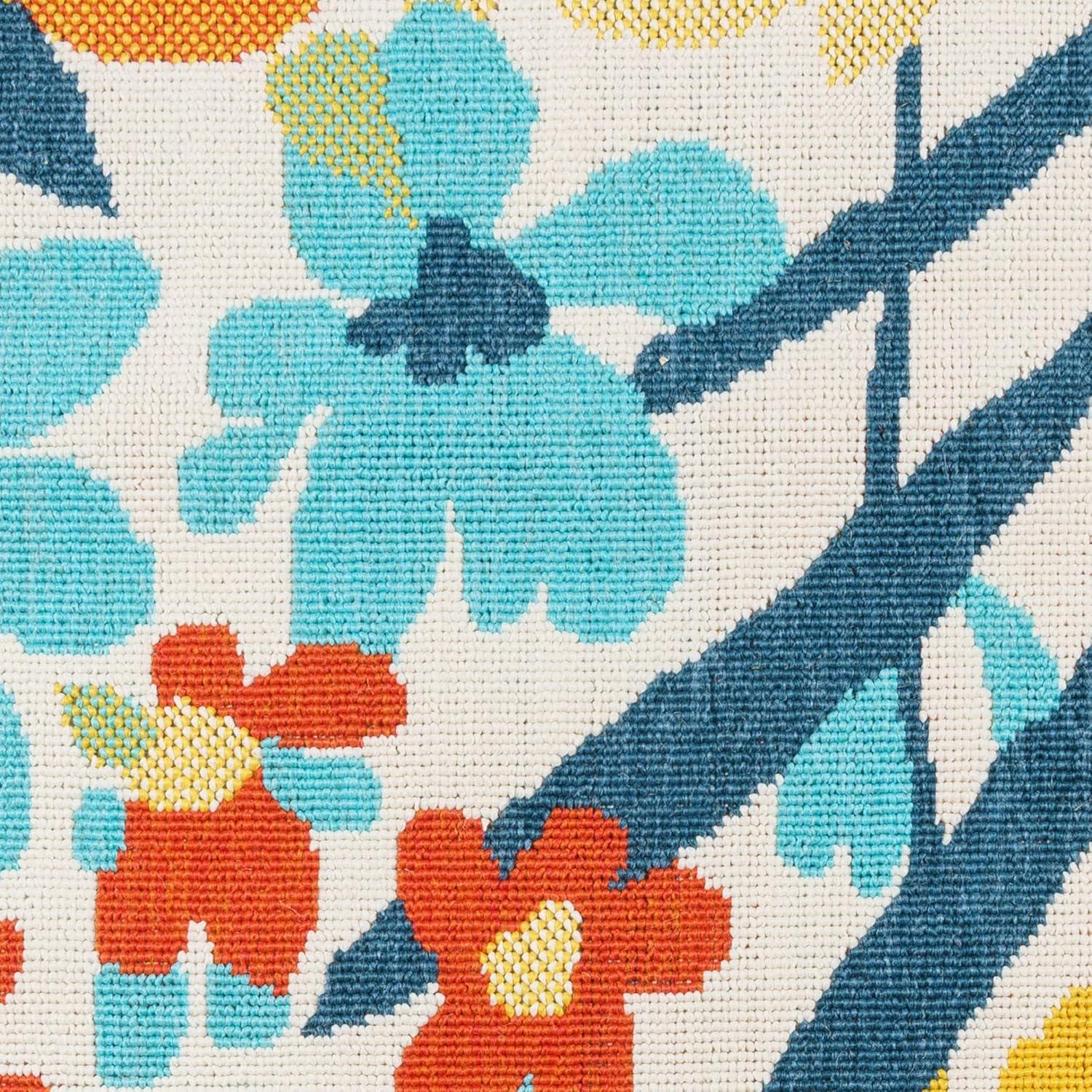 Gertmenian 5'2"x7' Jona Nelisa Bright Floral Rectangle Woven Indoor/Outdoor Accent Rug: Polypropylene, Fade-Resistant, Hose Clean