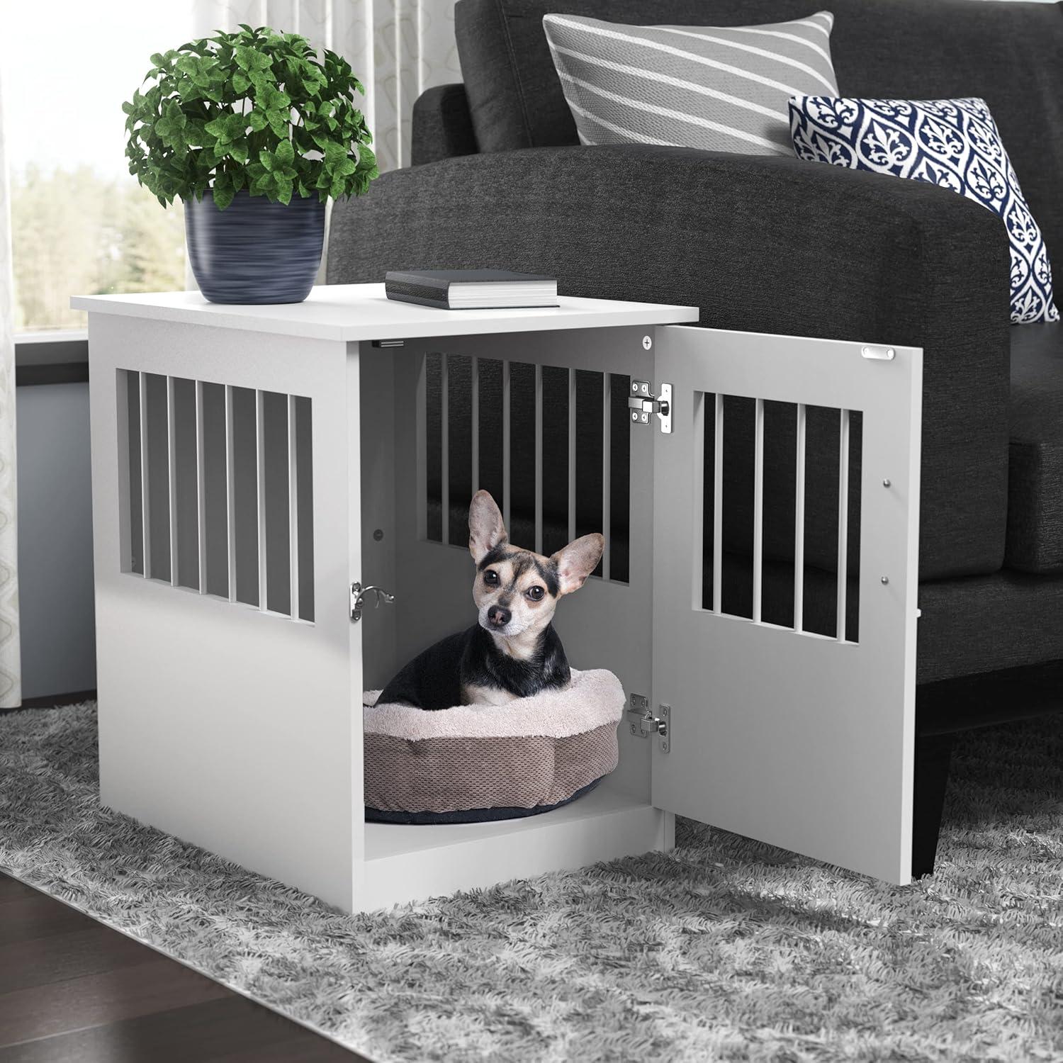 Poplar Crafted Extra Small White Pet Crate End Table