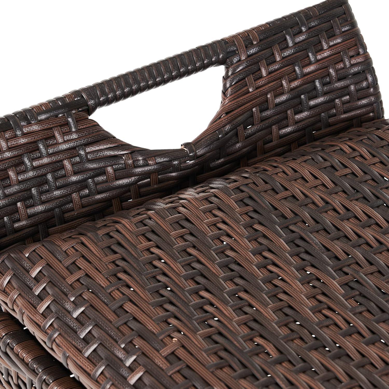 Wing Wicker Patio Storage Bench - Multi Brown - Christopher Knight Home: Iron Frame, Water & UV Resistant, Seats 2