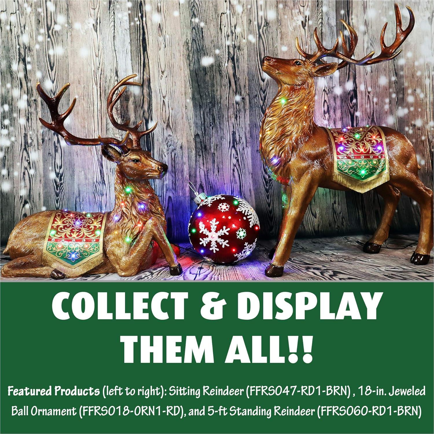 Fraser Hill Farm Indoor/Outdoor Oversized Christmas Décor, LED Lights, Ornament in Red, 7.70 lbs.