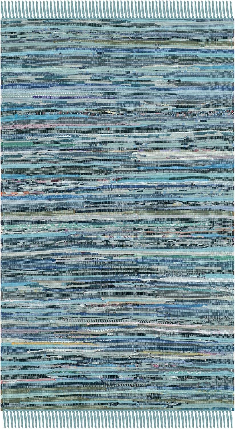 Rag Accent Rug RAR121 Hand Woven Accent Rug - Blue/Multi - 2'6"x4' - Safavieh.