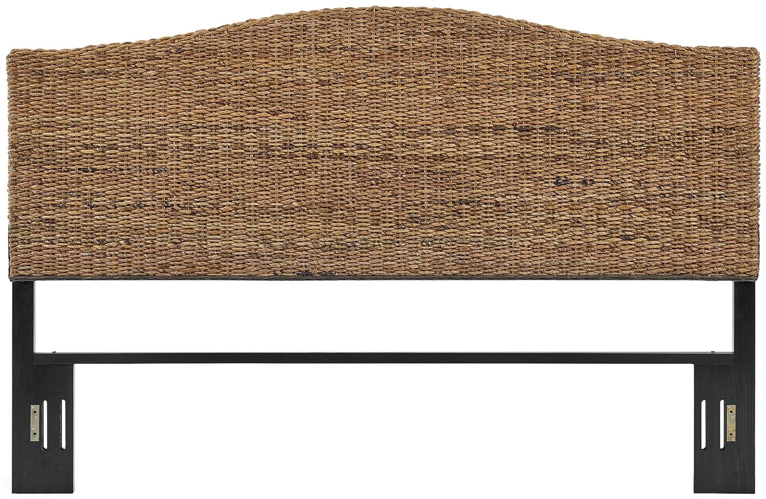 Serena King Natural Banana Leaf Rattan Headboard with Metal Frame