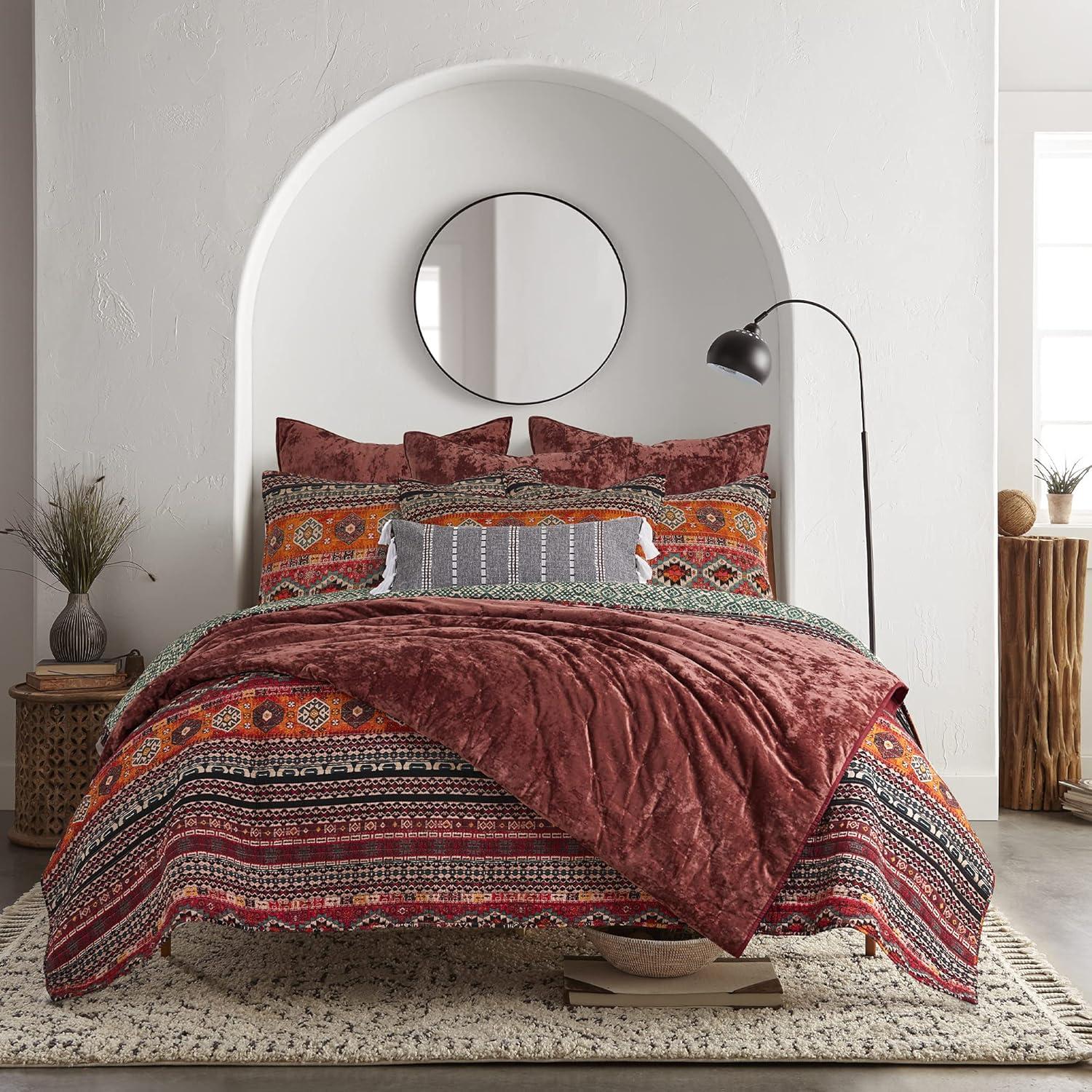 Abruzzi Velvet Red King Quilt - Birch Hill by Levtex Home