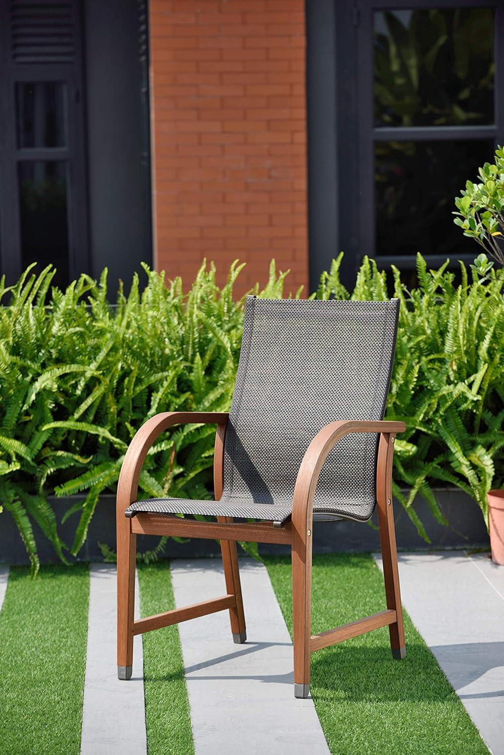Amazonia Bahamas 7 Piece Rectangular Patio Dining Set | Eucalyptus Wood - Brown Chairs | Ideal for Outdoors and Indoors