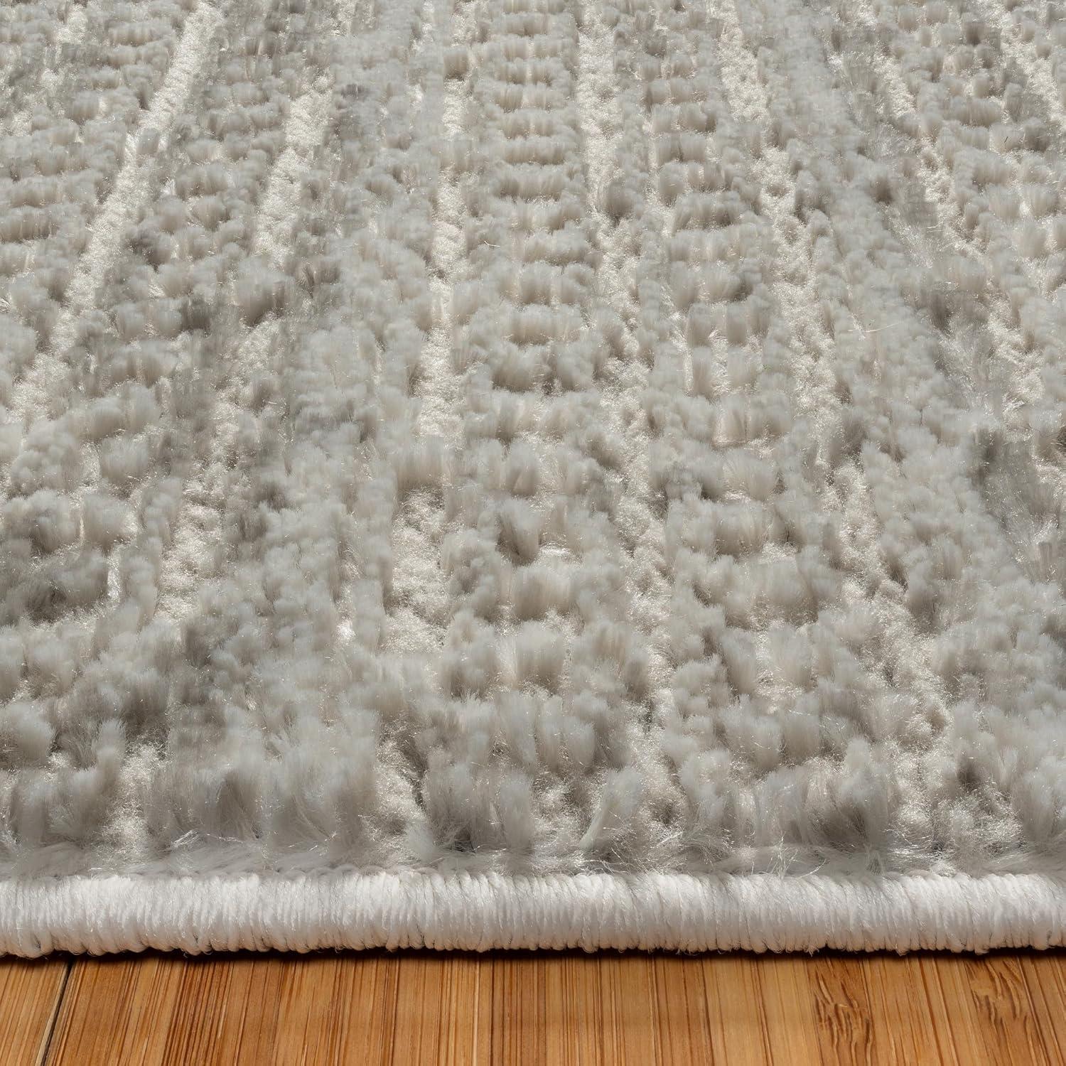 Missha Dario Modern Striped Gray Polyester High-Low Indoor Area Rug