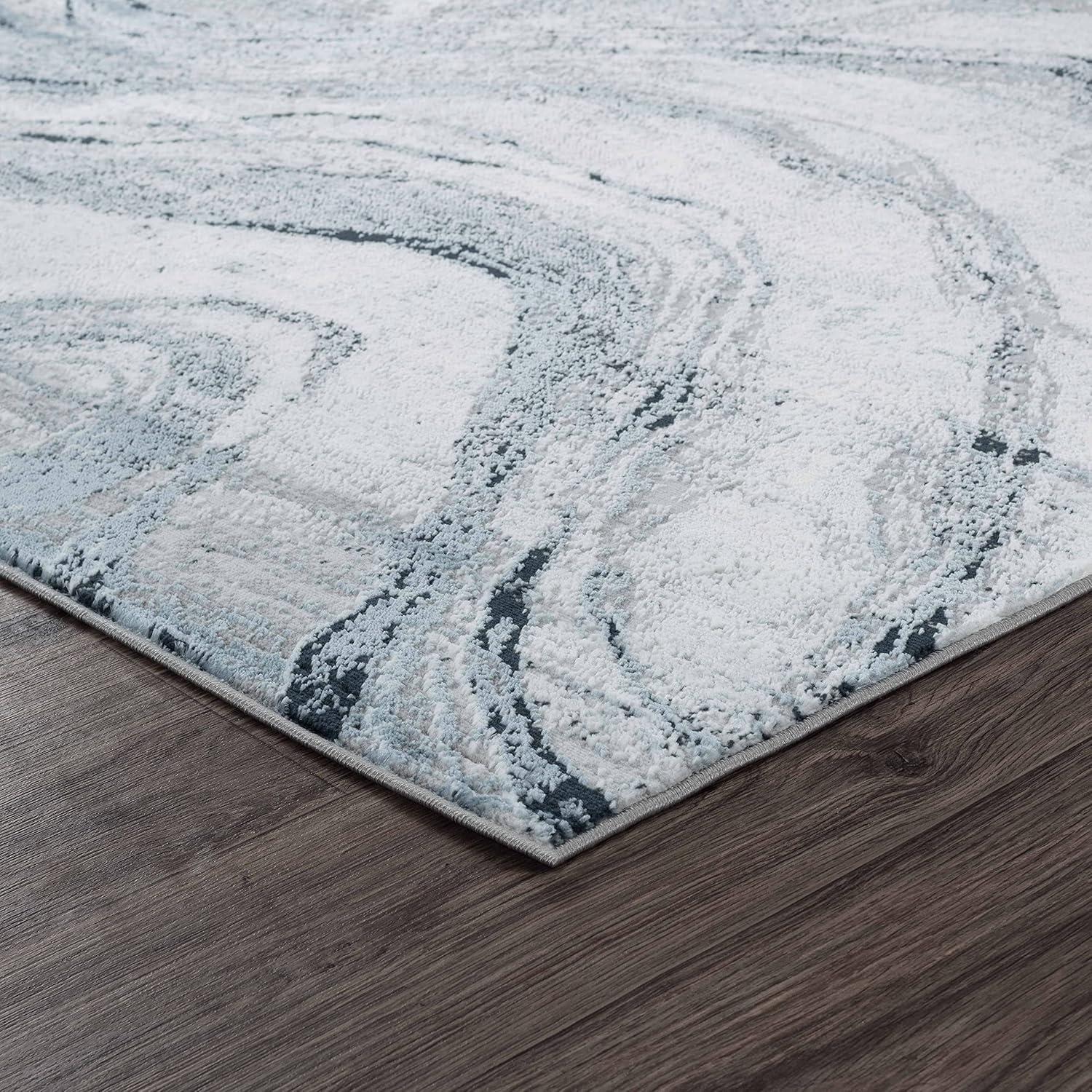 GLORY RUGS Modern Abstract Area Rug 8x10 Grey Navy Faded Soft for Living Room Bedroom Home and Office