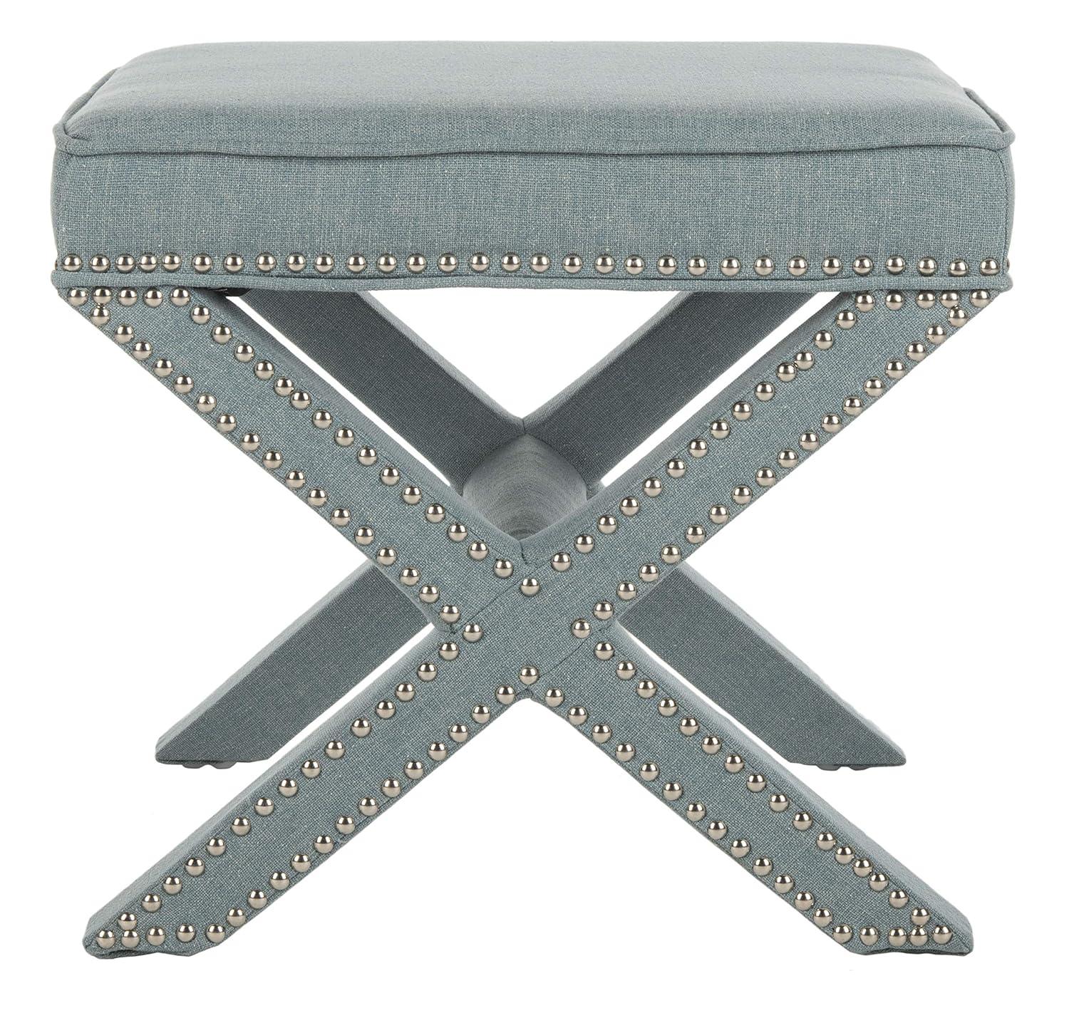 Palmer Ottoman W/ Silver Nail Heads - Sky Blue - Safavieh