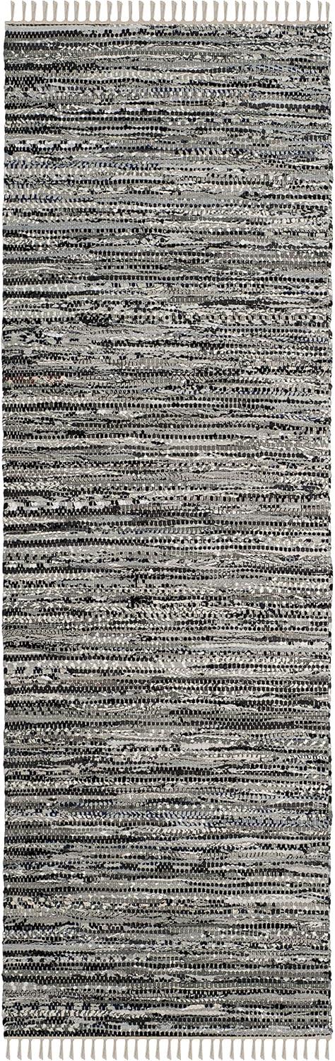 Rag Rug RAR128 Hand Woven Indoor Runner Rug - Grey - 2'3"x7' - Safavieh.
