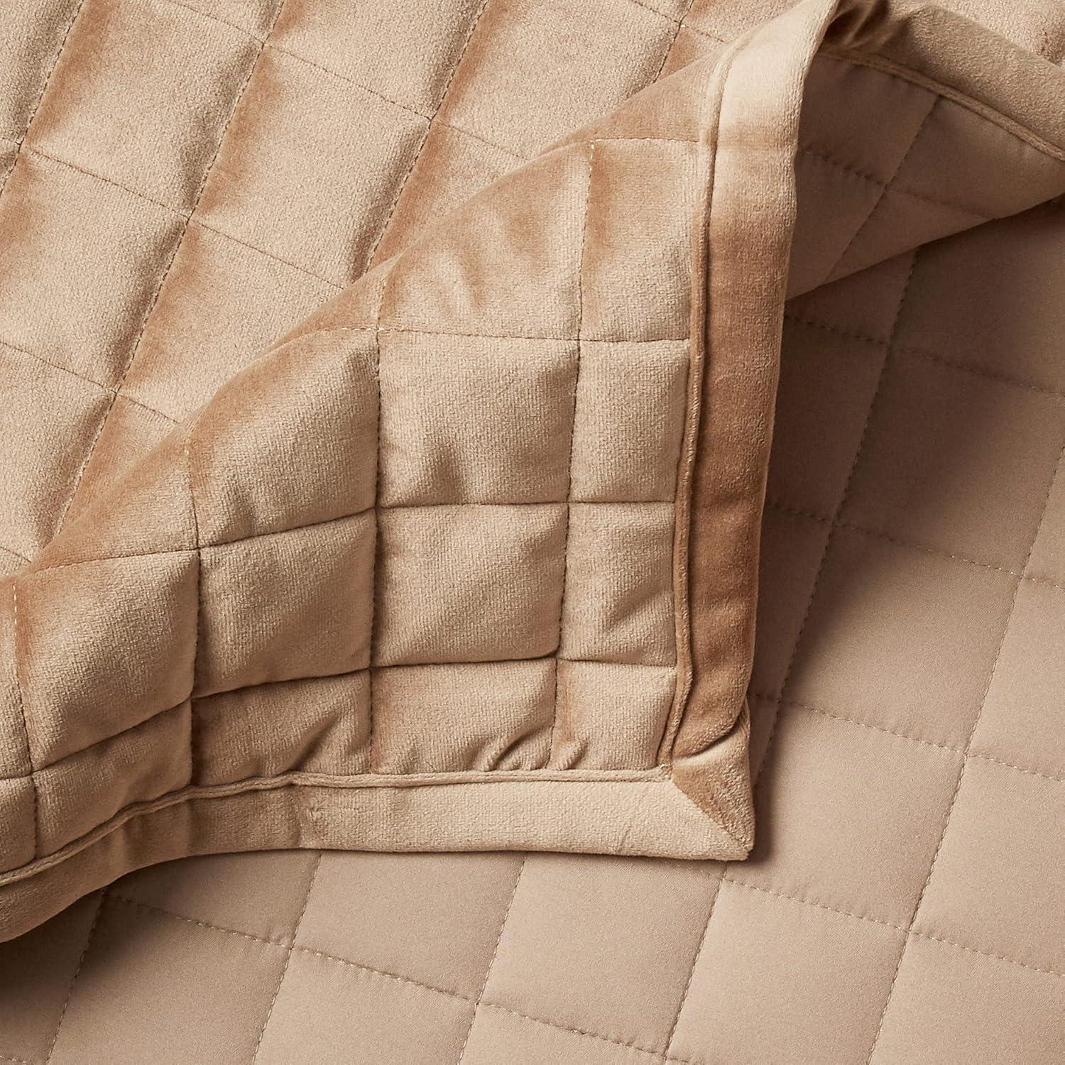 Tribeca Living Florence Velvet Oversized Solid Quilt Set King Taupe