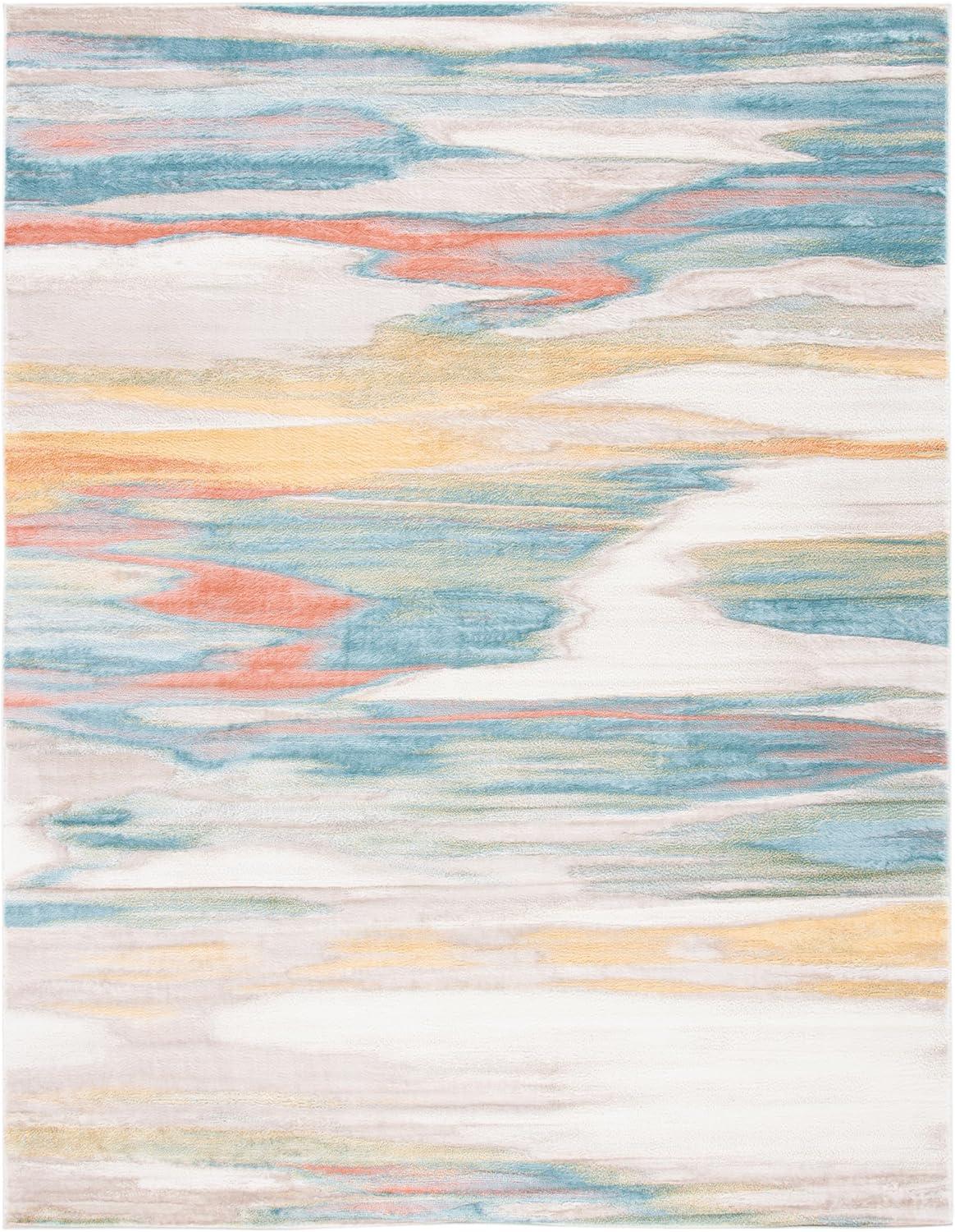 SAFAVIEH Skyler Ilija Wavy Marble Area Rug, Beige/Terracotta, 8' x 10'