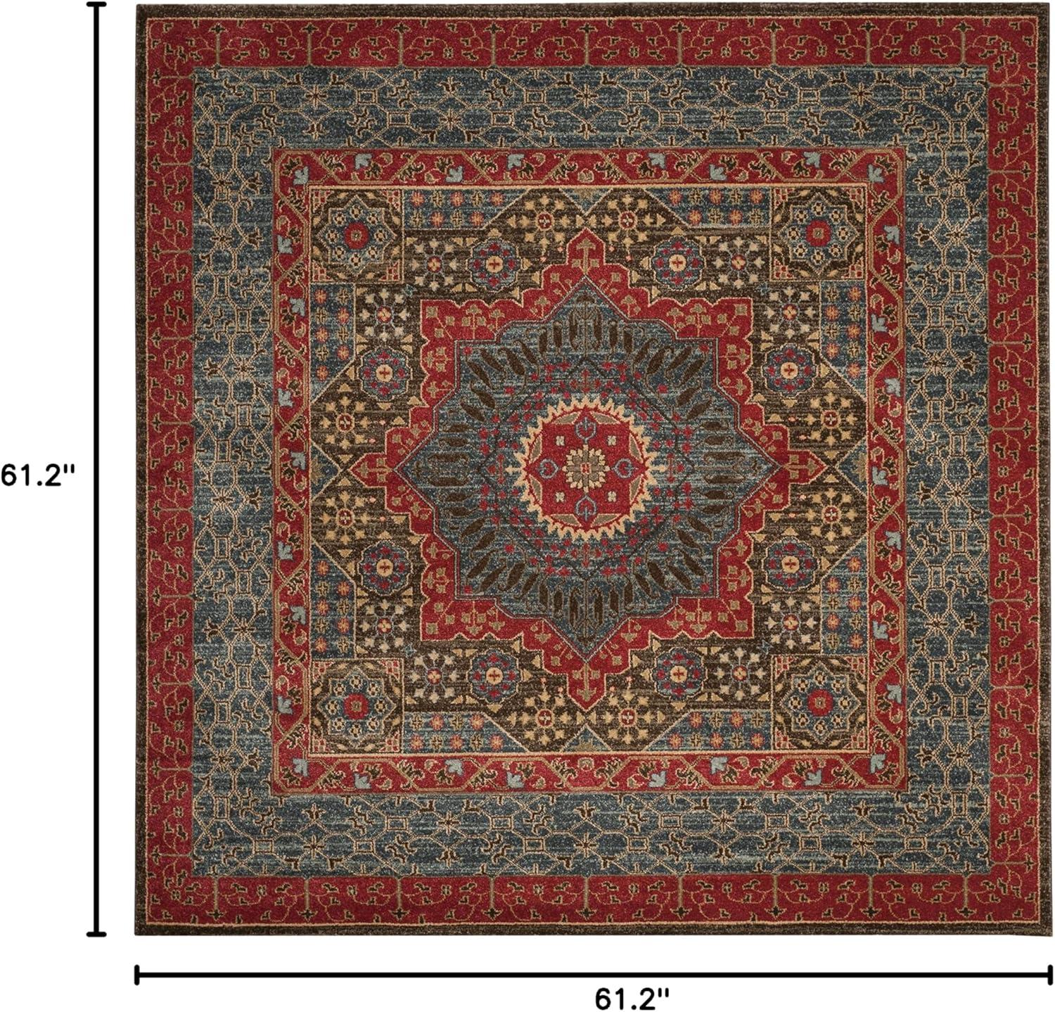 Mahal MAH620 Power Loomed Indoor Area Rug - Navy/Red - 5'1"x5'1" - Safavieh.