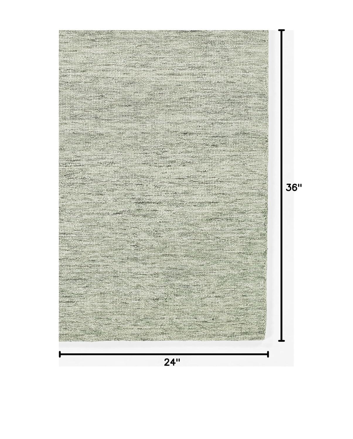 Momeni 2'x3' James Solid Handtufted Accent Rug Sage Green: Wool, Low Pile, Indoor, Rectangle, Cotton Backing