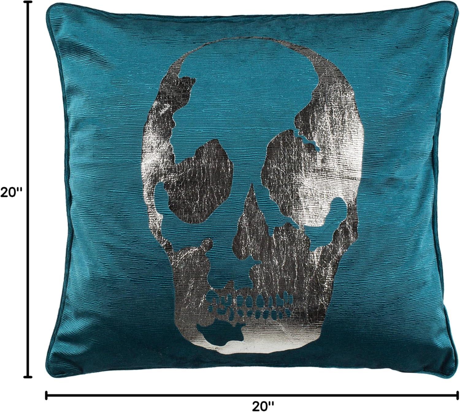 Romey Skull Pillow - Dark Green - 20"X20" - Safavieh