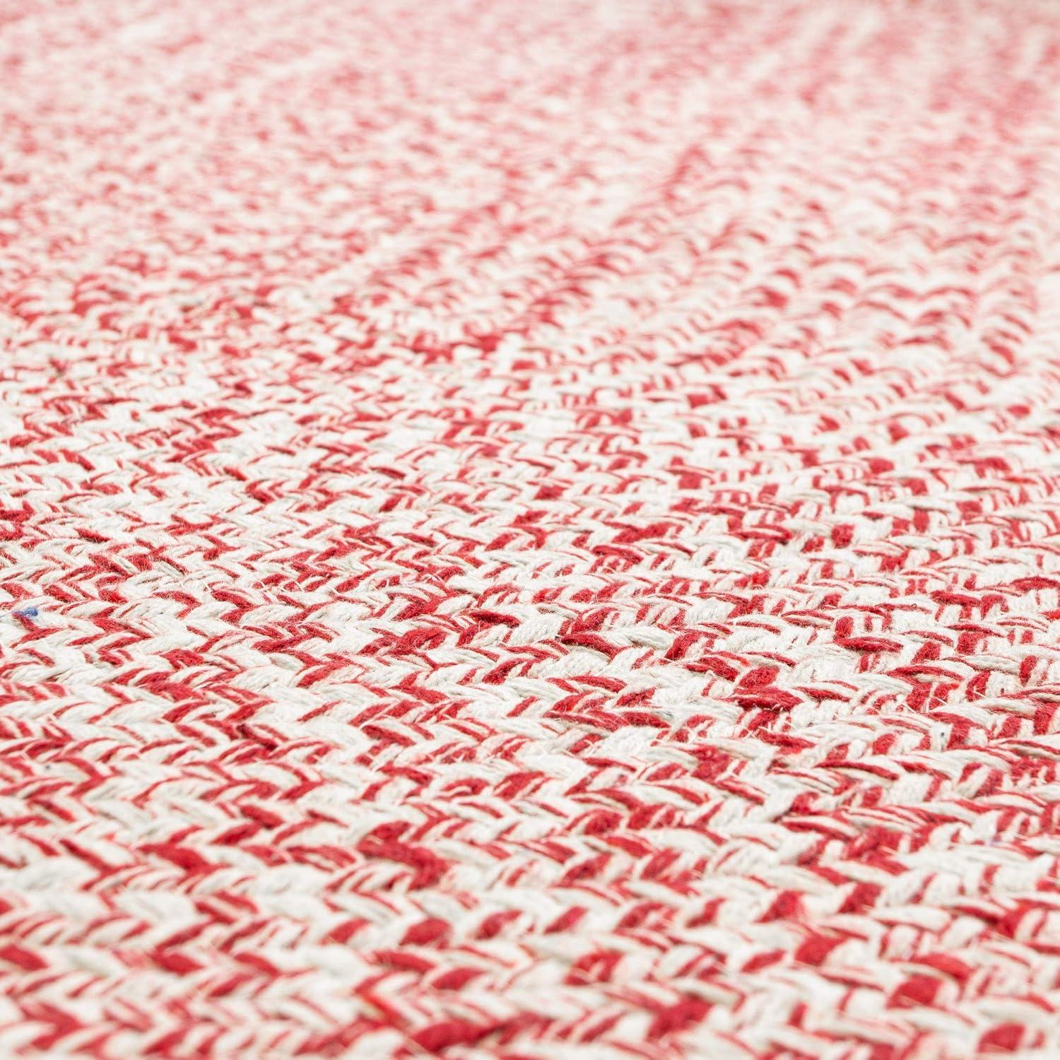 Leslie Country Red & White Area Rug Oval 8' x 10' Oval