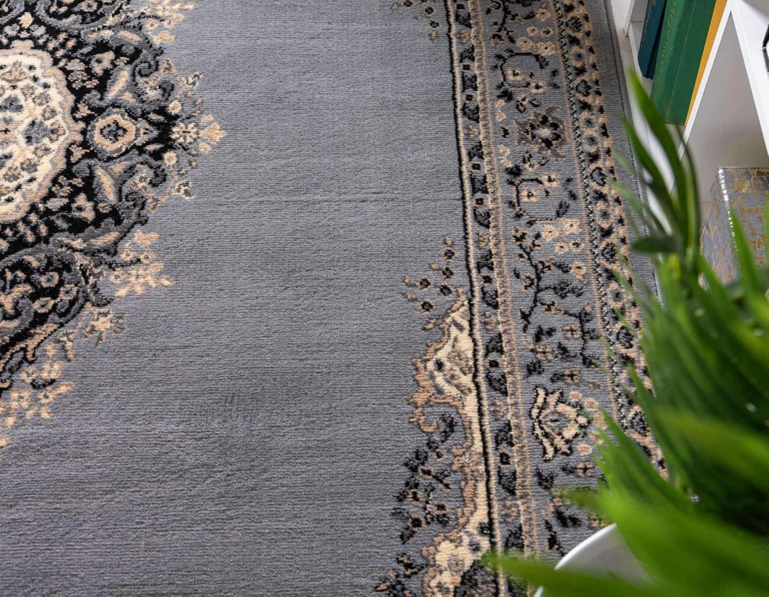 Amaya Gray Medallion 4' x 6' Easy-Care Synthetic Rug