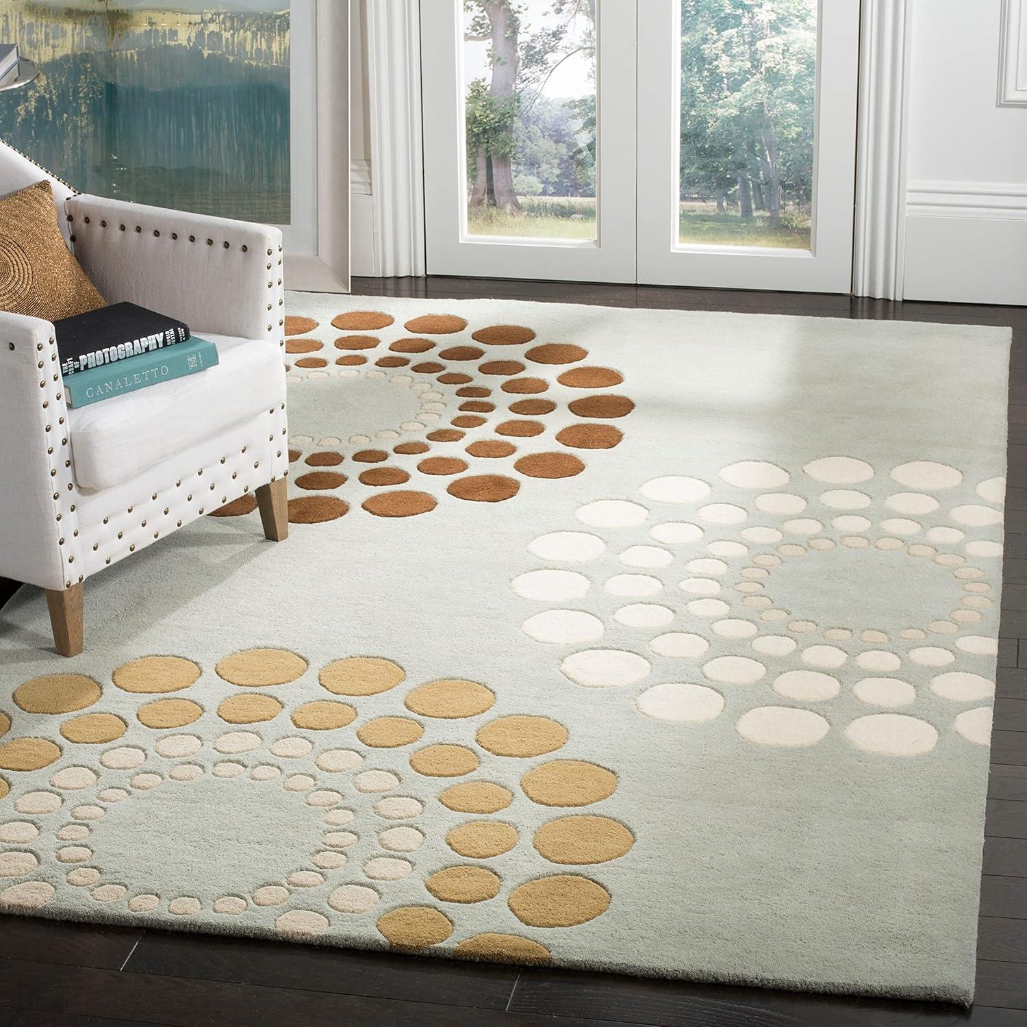 SAFAVIEH Soho Louise Polka Dots Wool Area Rug, Ivory/Multi, 5' x 8'