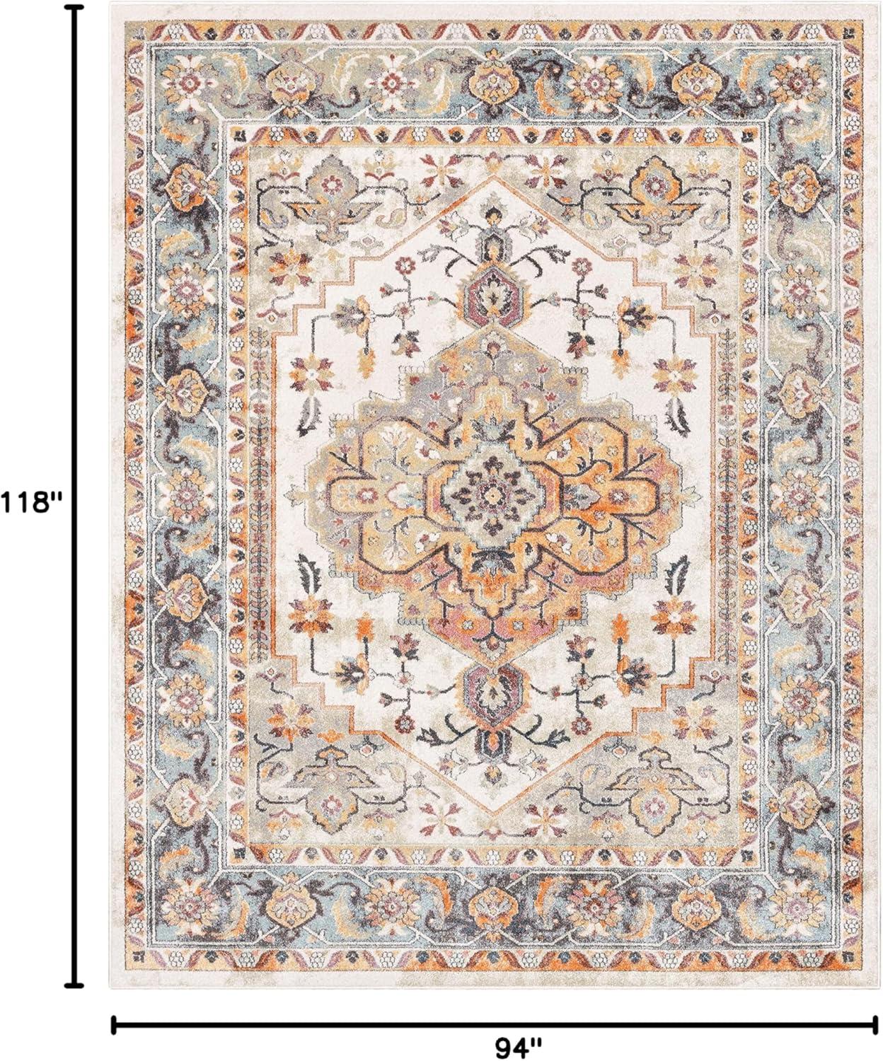 Well Woven Cameo Bohemian Vintage Ivory Multicolor Oriental Medallion Pattern Area Rug