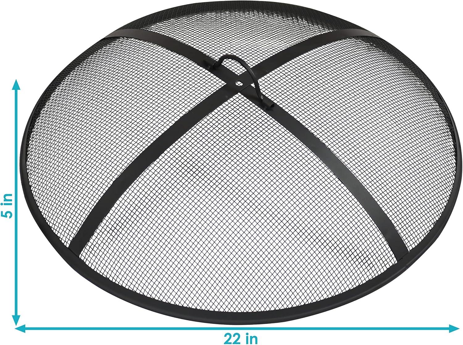 SunnyDaze Decor Heavy-Duty Round Steel Mesh Fire Pit Spark Screen with Handle