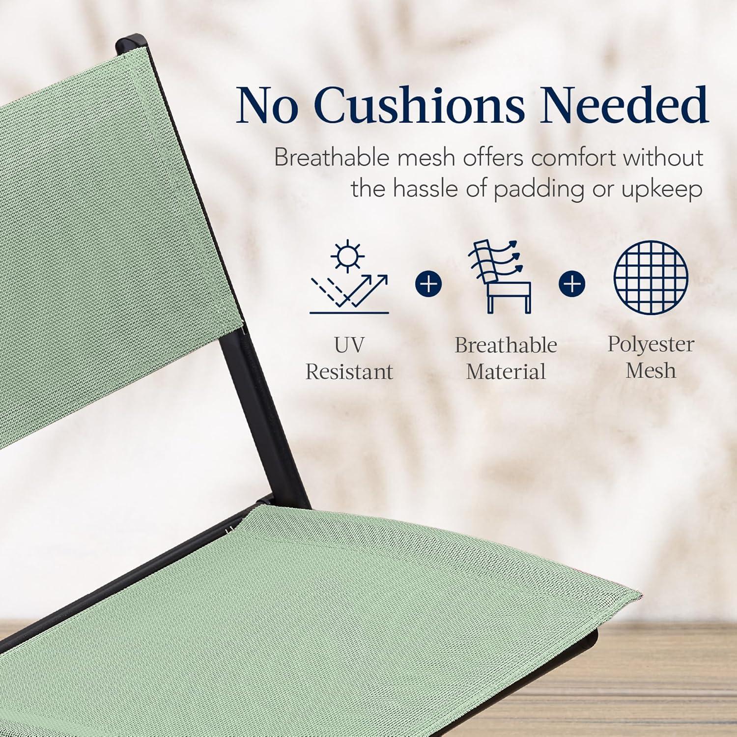 George Oliver 3-Piece Patio Bistro Dining Furniture Set W/ Glass Tabletop, Folding Chairs