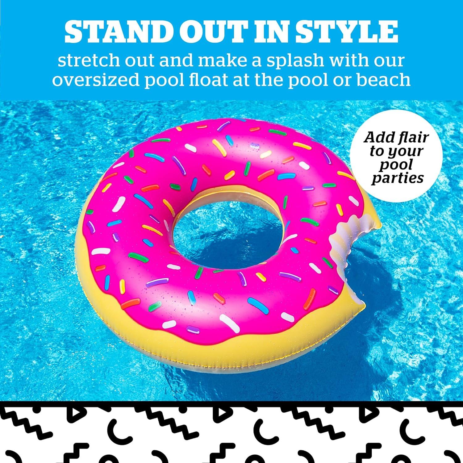 BigMouth Inc Gigantic Donut Pool Float, Funny Inflatable Vinyl Summer Pool or Beach Toy, Patch Kit Included