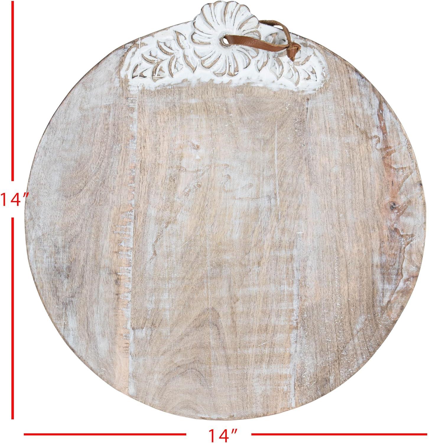 Large Round White Washed Mango Wood Cutting Board