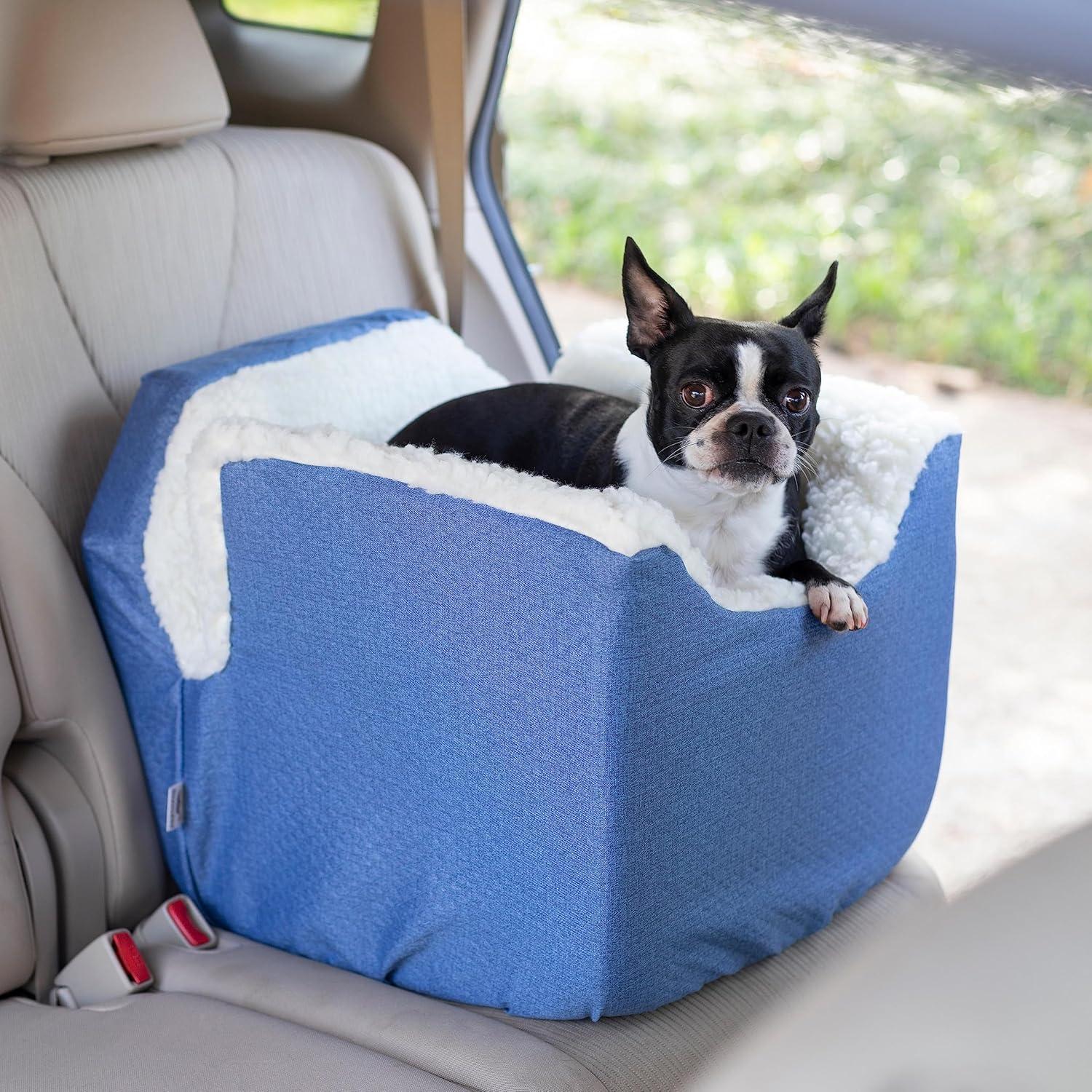 Medium Blue Soft Sided Dog Carrier with Sherpa Interior