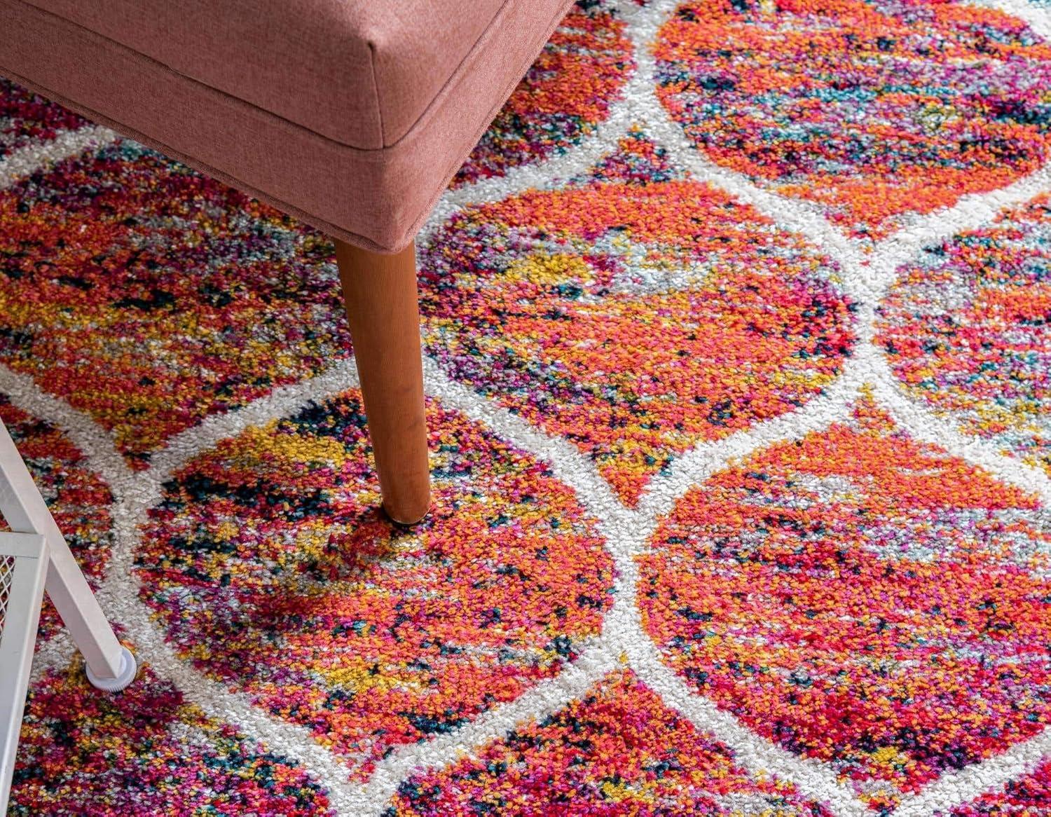 Unique Loom 3' 0 x 3' 0 Trellis Frieze Rounded Multi Area Rug