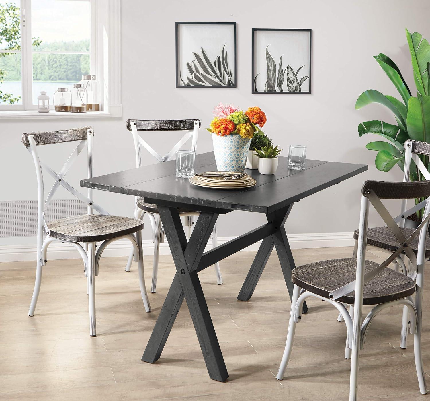 OSP Home Furnishings McKayla Flip Top Table in Distressed Washed Grey Finish