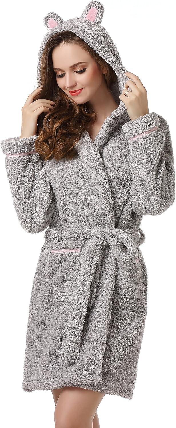 richie house women's bathrobe robe with two ears rhw2498
